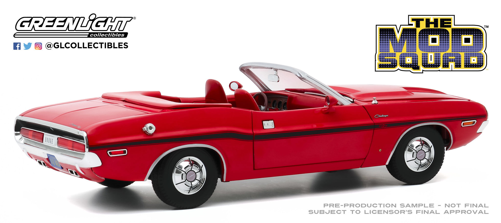 GreenLight 1:18 The Mod Squad (1968-73 TV Series) - 1970 Dodge Challenger R/T Convertible - Rallye Red 13565