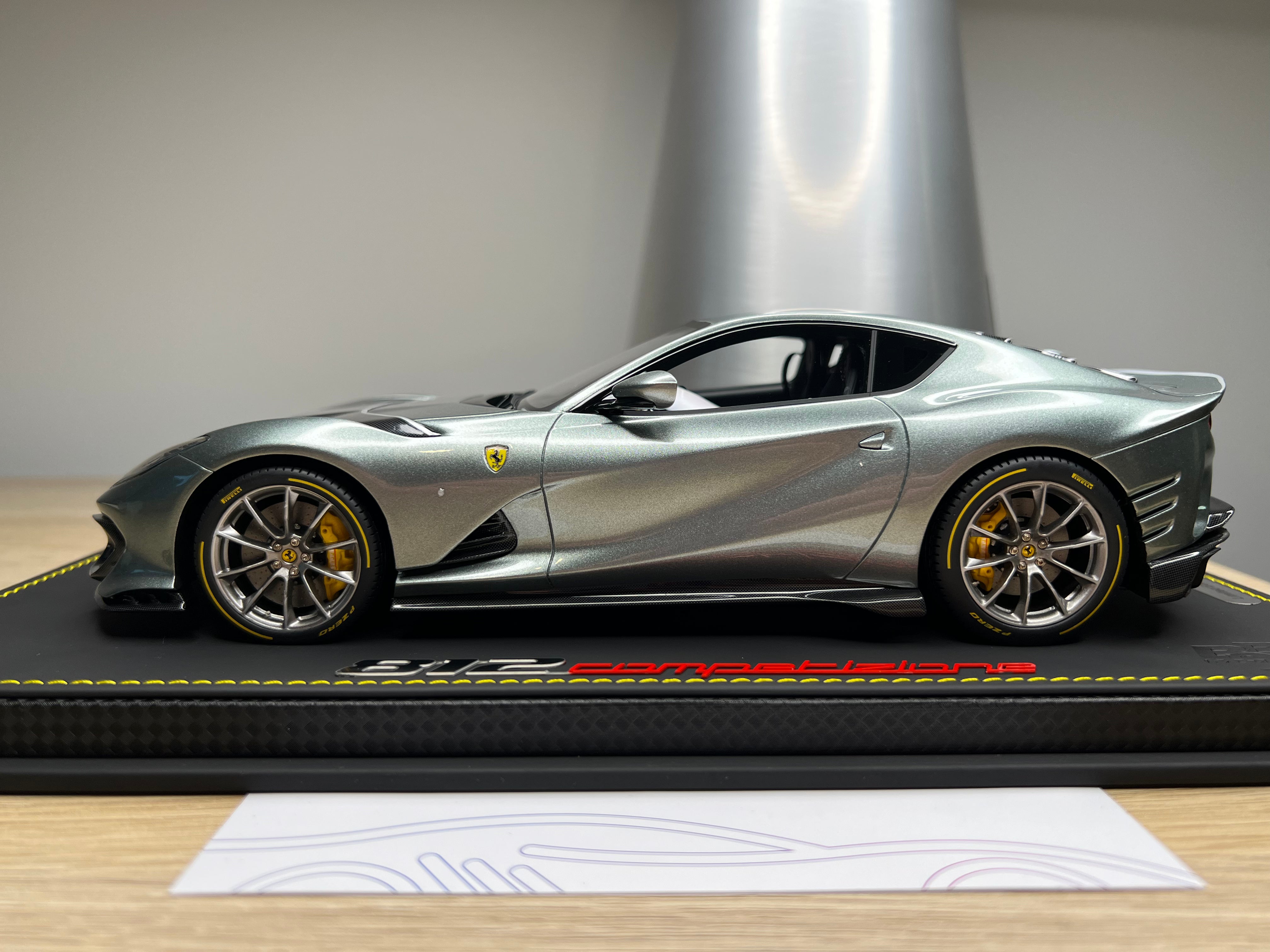 Ferrari 812 Competizione - Coburn grey with horizontal silver fly stripe - 1:18