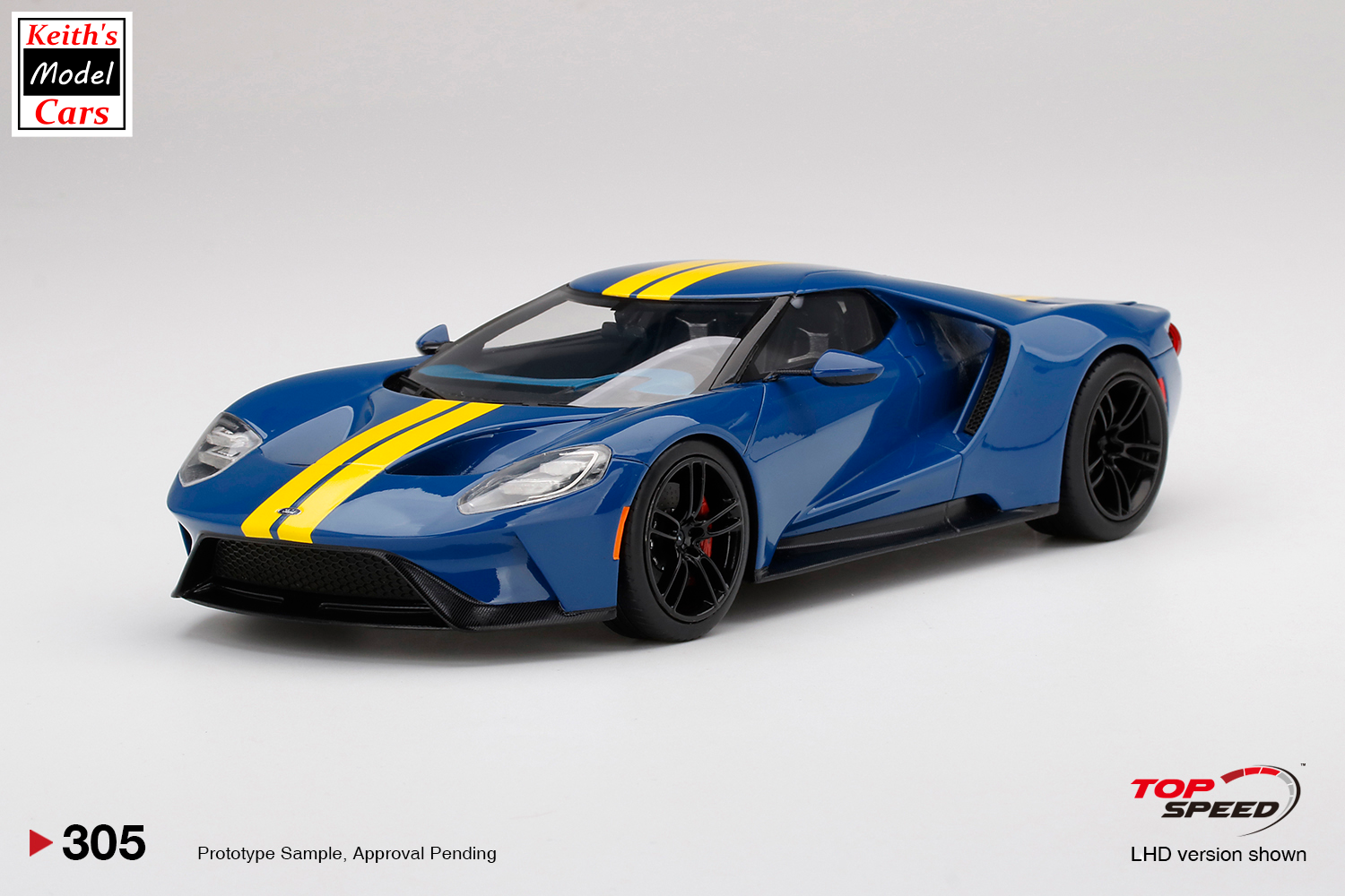 [1/18 Scale] Ford GT in Sunoco Blue with Yellow Stripes, by TopSpeed-Models