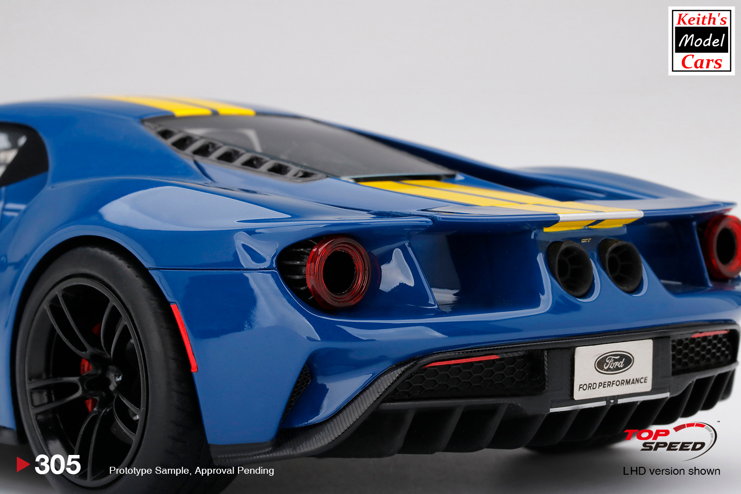 [1/18 Scale] Ford GT in Sunoco Blue with Yellow Stripes, by TopSpeed-Models