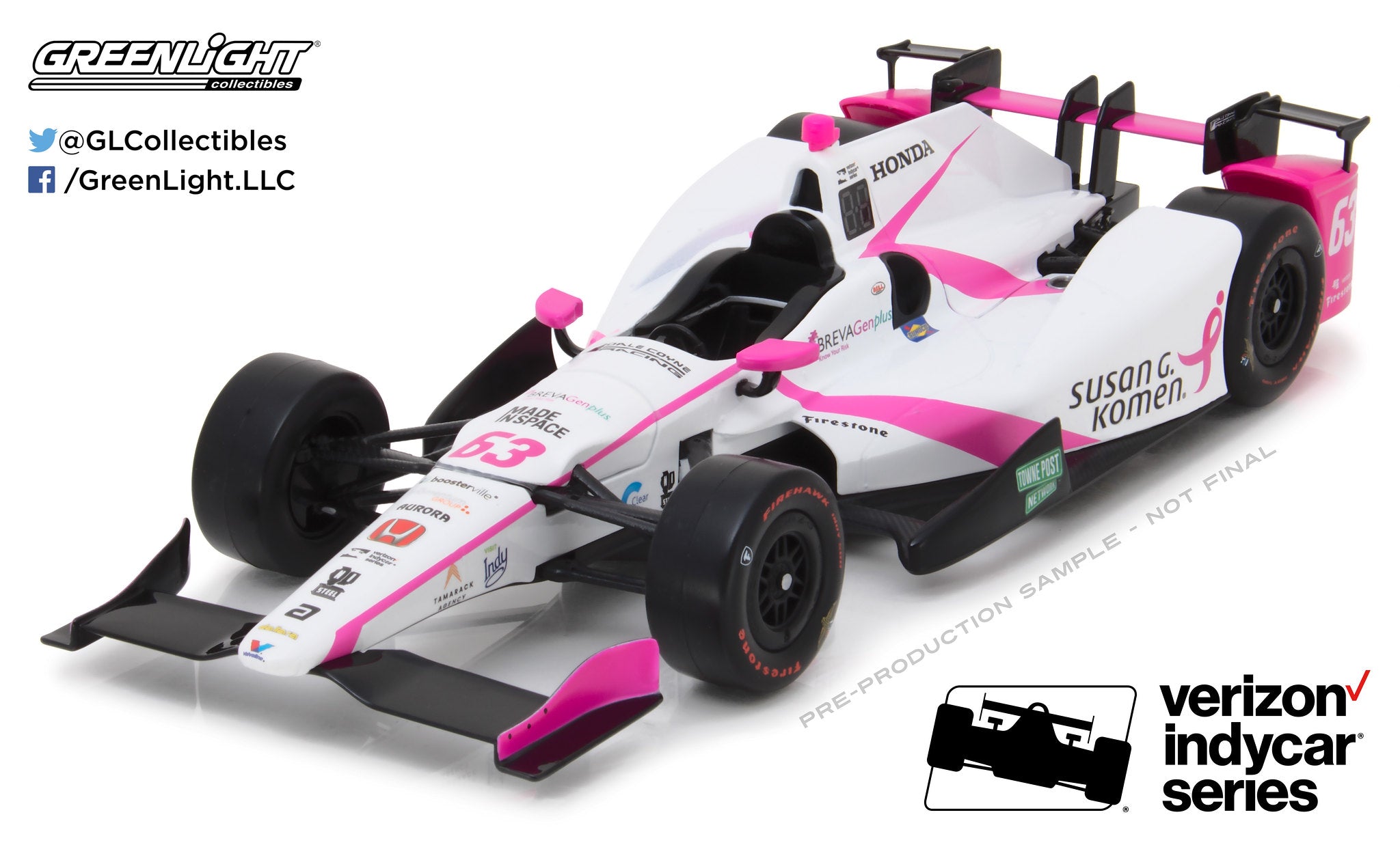 Greenlight 1:18 IndyCar Series 2017 #63 Pippa Mann / Dale Coyne Racing Susan G. Komen 11016
