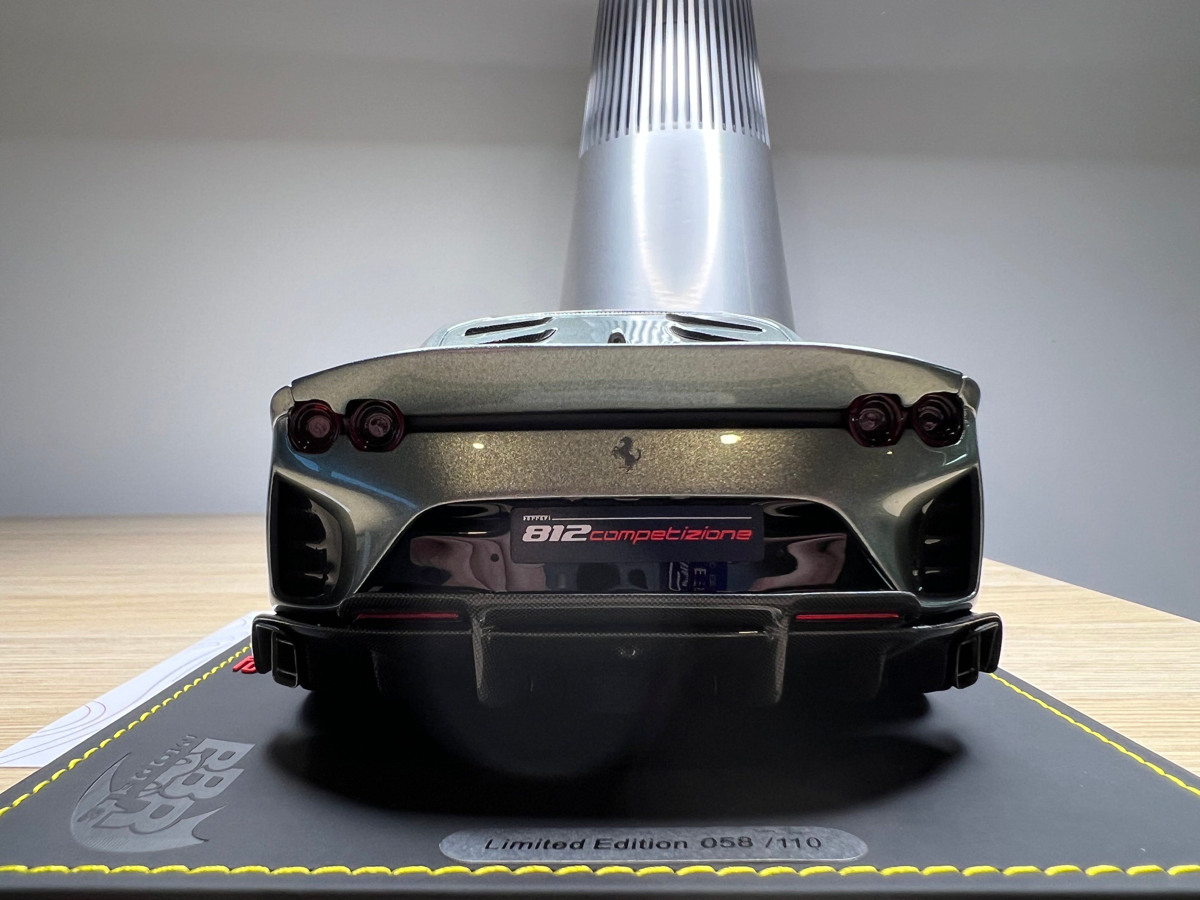 Ferrari 812 Competizione - Coburn grey with horizontal silver fly stripe - 1:18