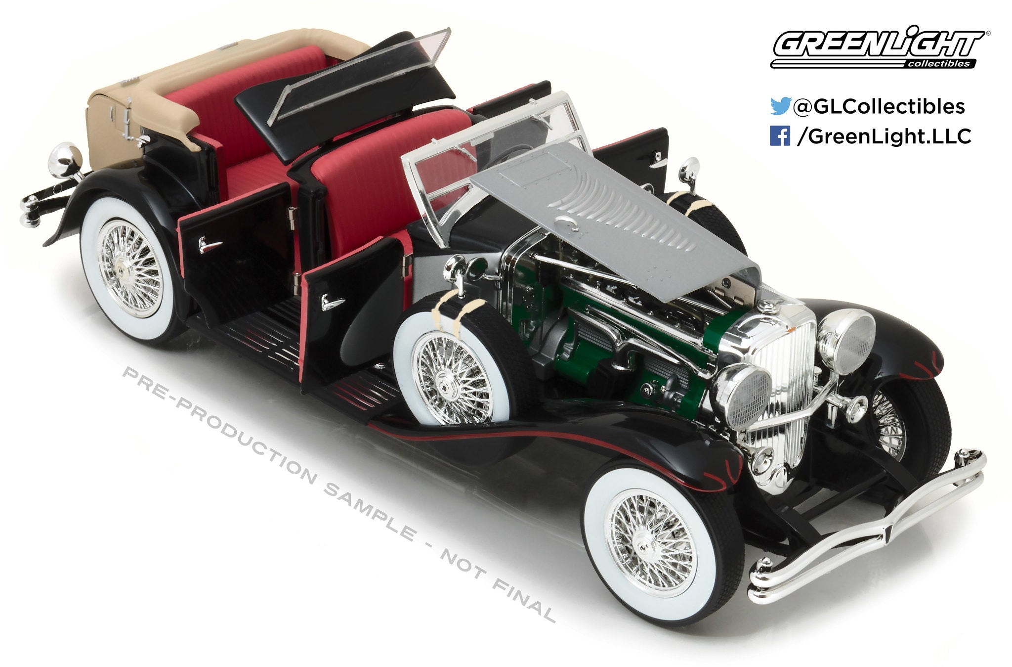 GreenLight 1:18 Duesenberg II SJ - Silver and Black 13504