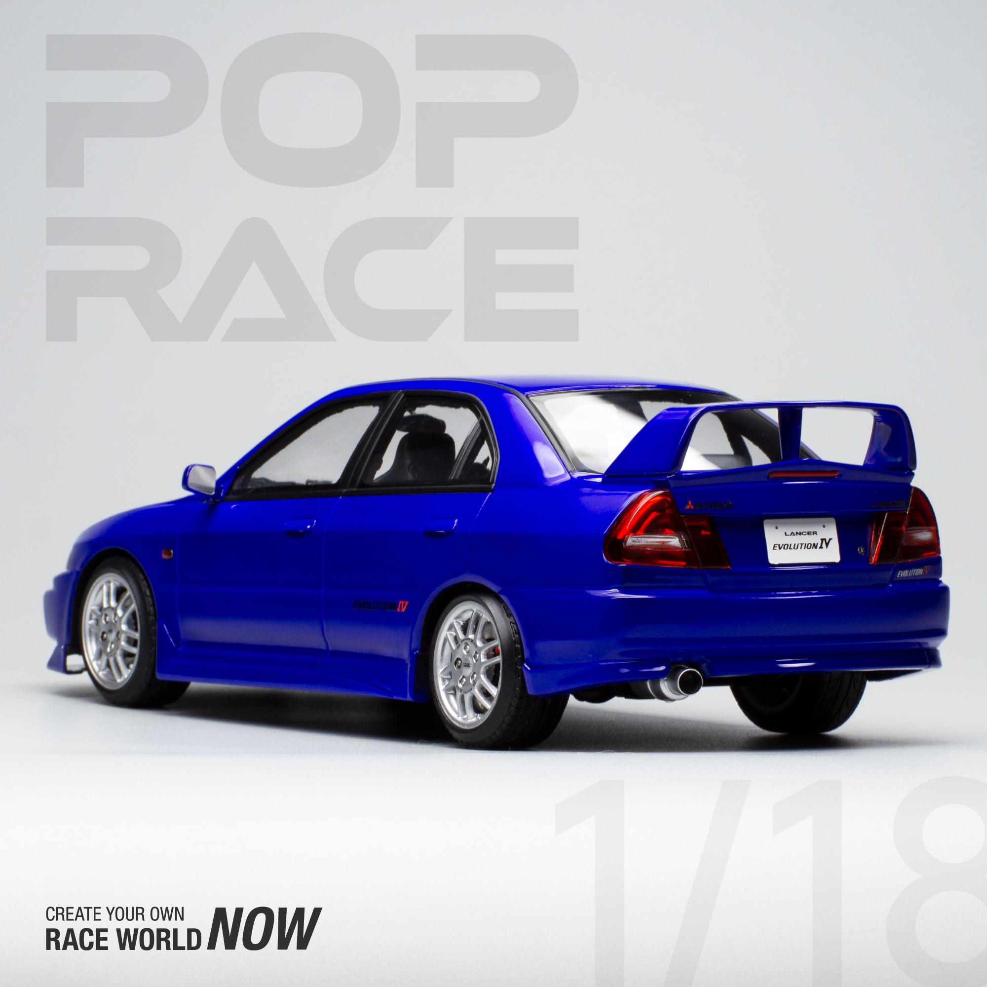 *PREORDER* Pop Race 1/18 Mitsubishi Lancer EVO IV in Blue