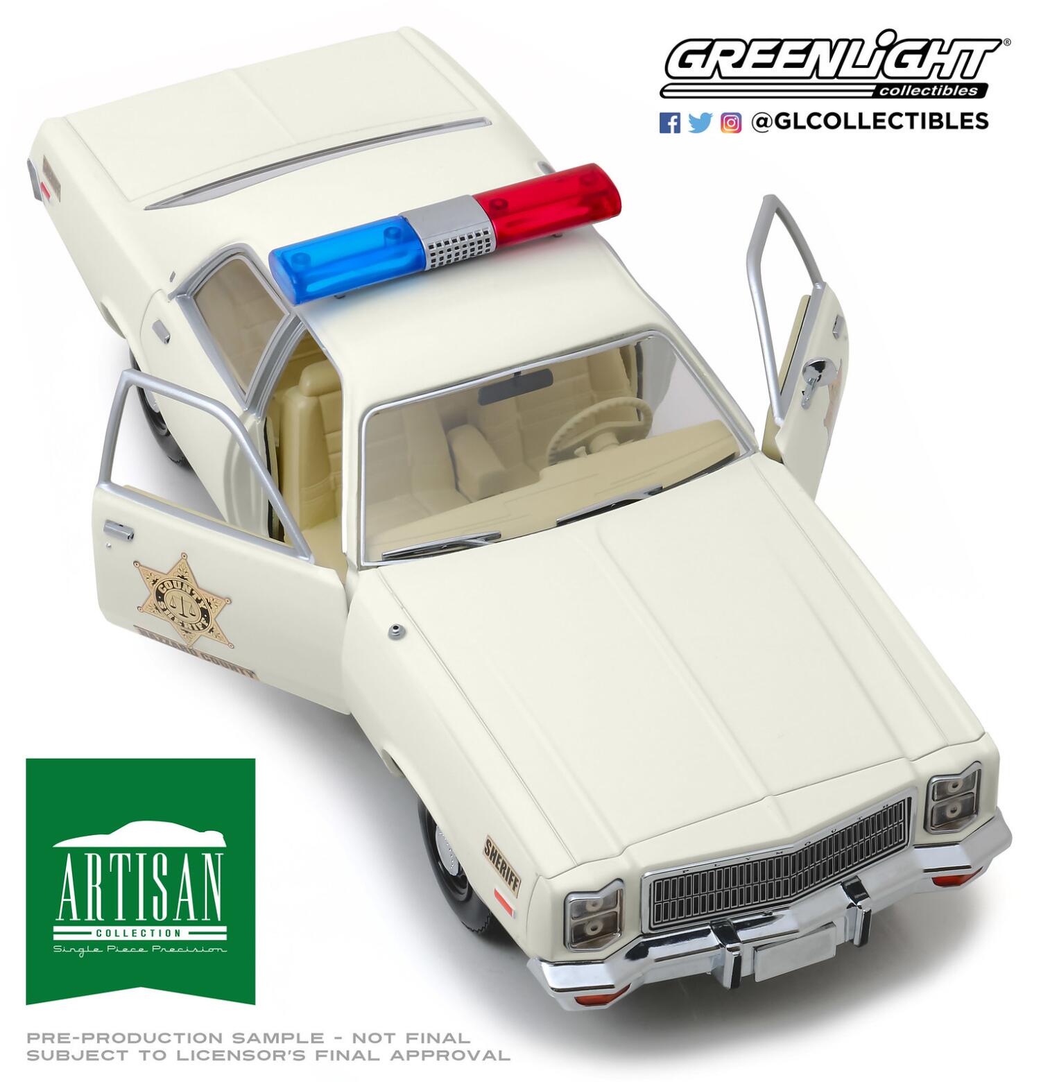 GreenLight 1:18 Artisan Collection - 1977 Plymouth Fury - Hazzard County Sheriff 19055