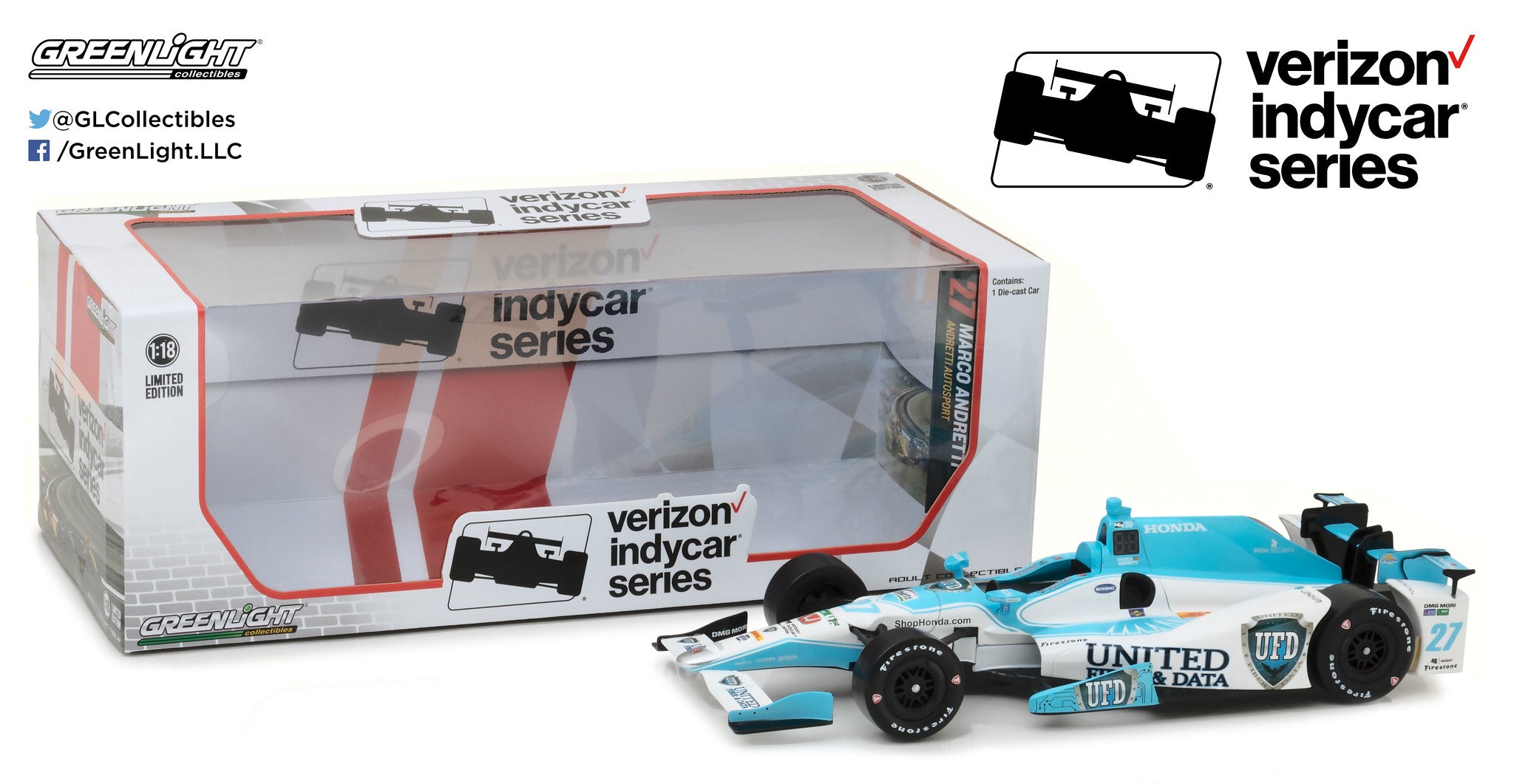 GreenLight 1:18 2017 IndyCar Series #27 Marco Andretti / Andretti Autosport, United Fiber & Data 11013