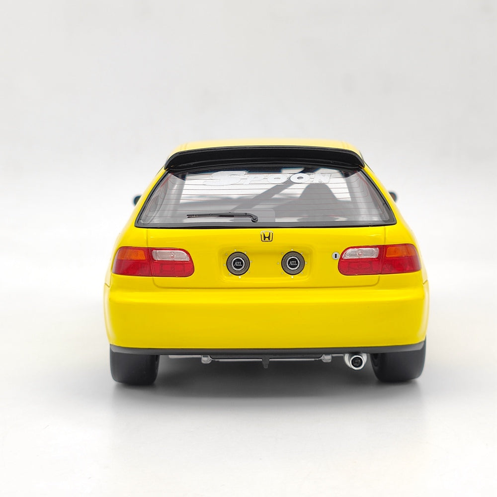 Tarmac Works 1/18 Honda Civic EG6 Spoon Yellow Resin Model Car Collection Gifts