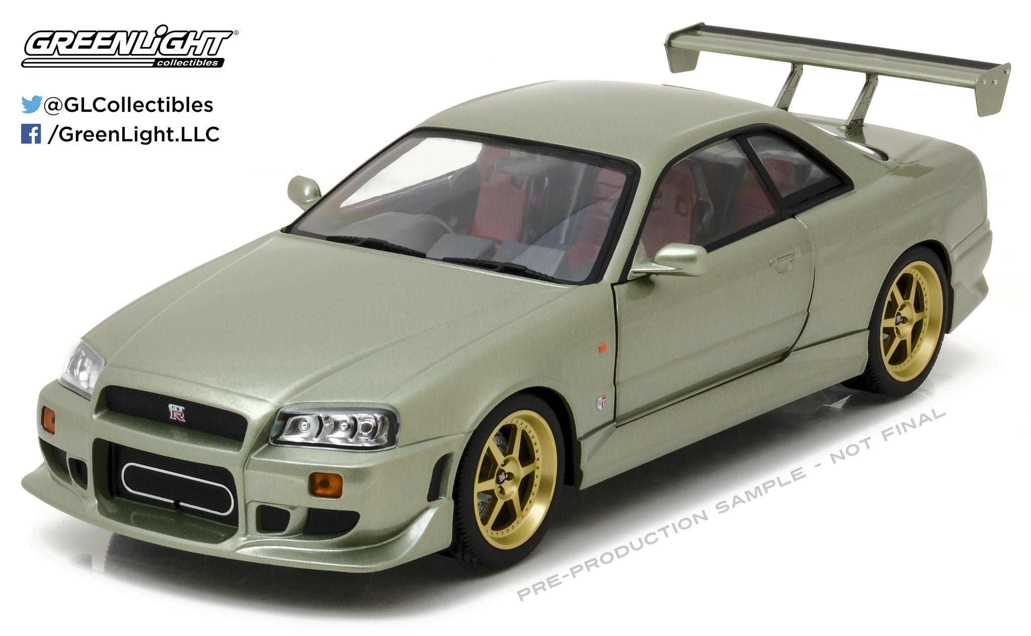 GreenLight 1:18 Artisan Collection - 1999 Nissan Skyline GT-R (R34) - Millennium Jade 19033