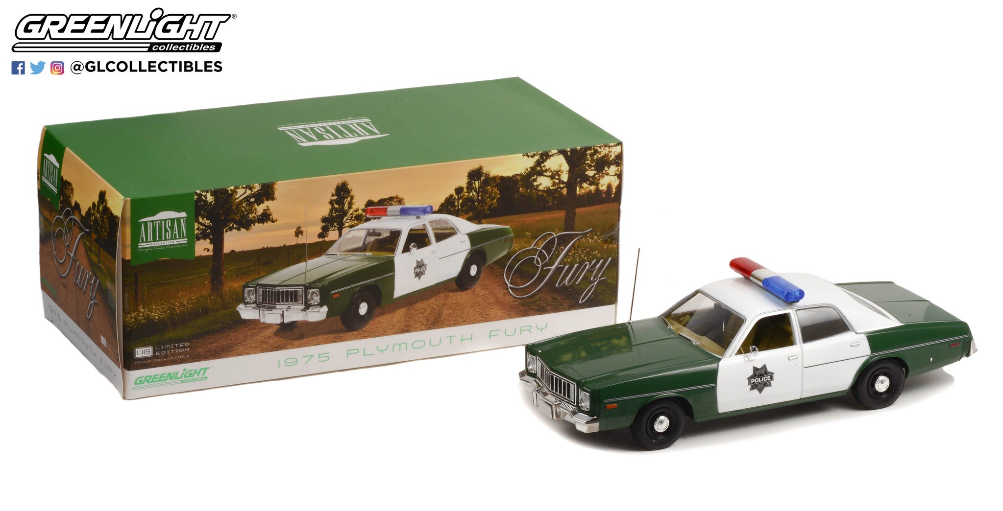 GreenLight 1:18 Artisan Collection - 1975 Plymouth Fury - Capitol City Police 19116