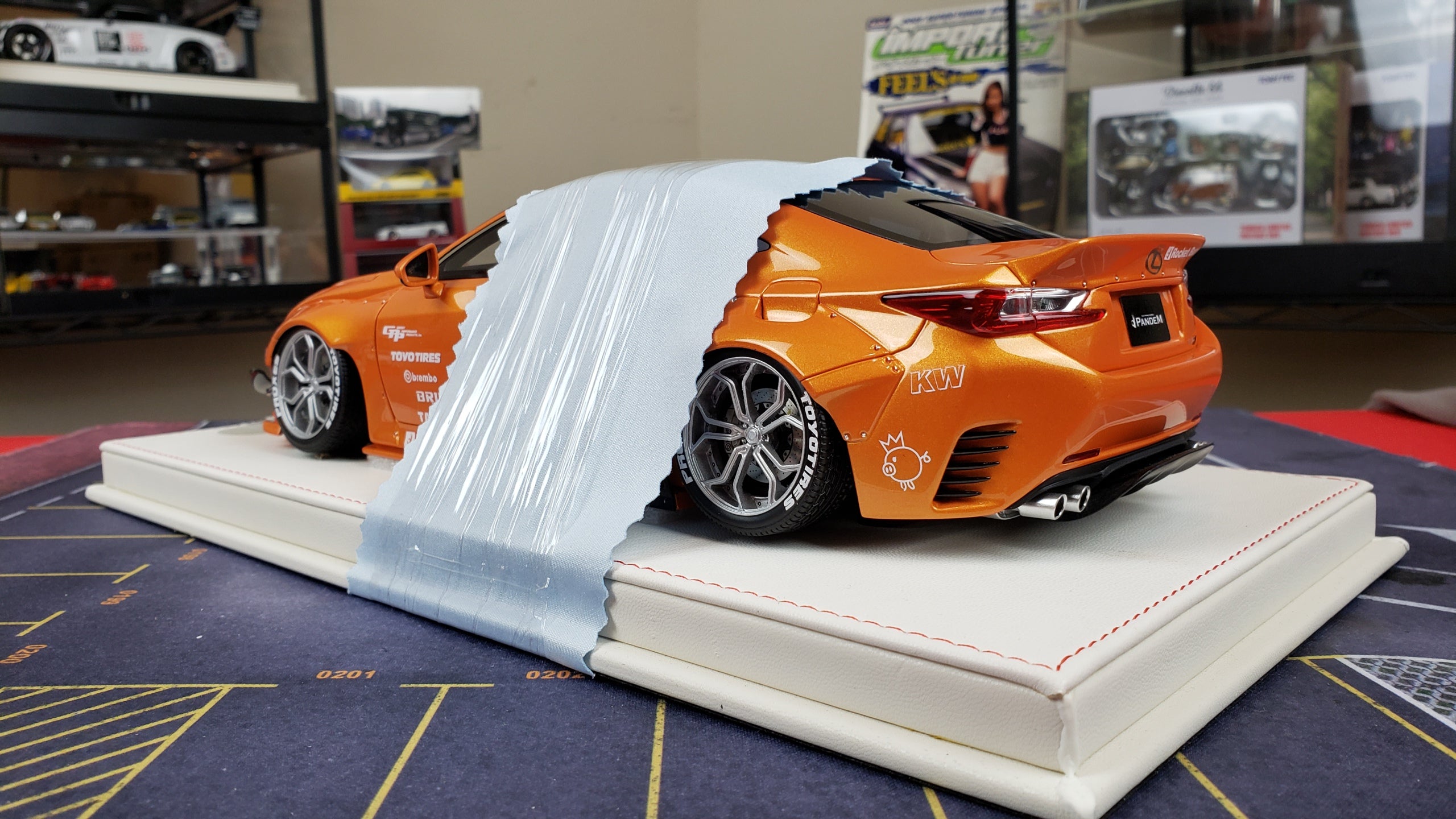 One Model 1:18 Lexus RC Rocket Bunny Edition in Orange