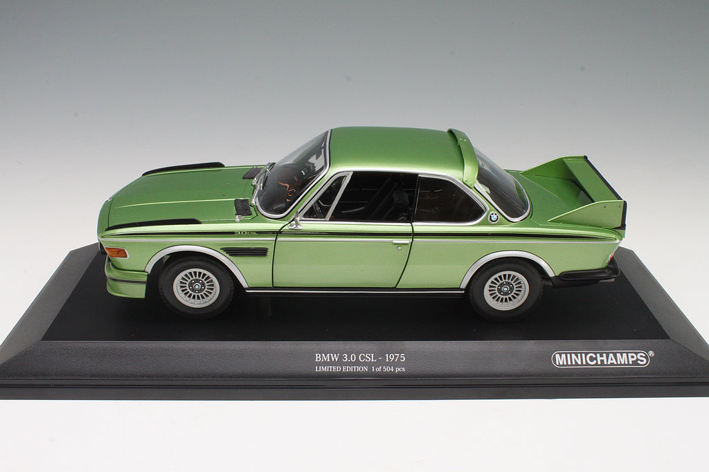 Minichamps 1:18 1975 BMW 3.0 CSL (E9) Coupe green metallic w/stripes 180029024