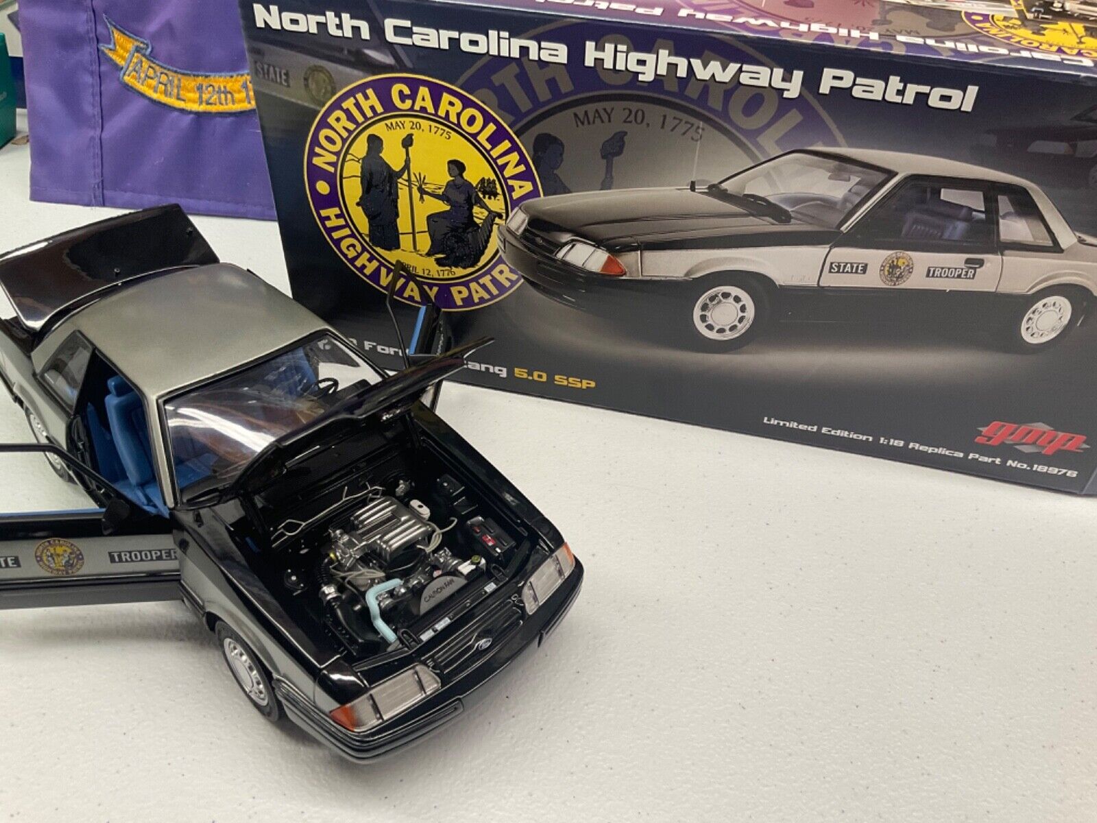 GMP 1:18 1993 Ford Mustang 5.0 SSP - North Carolina Highway Patrol State Trooper GMP-18976