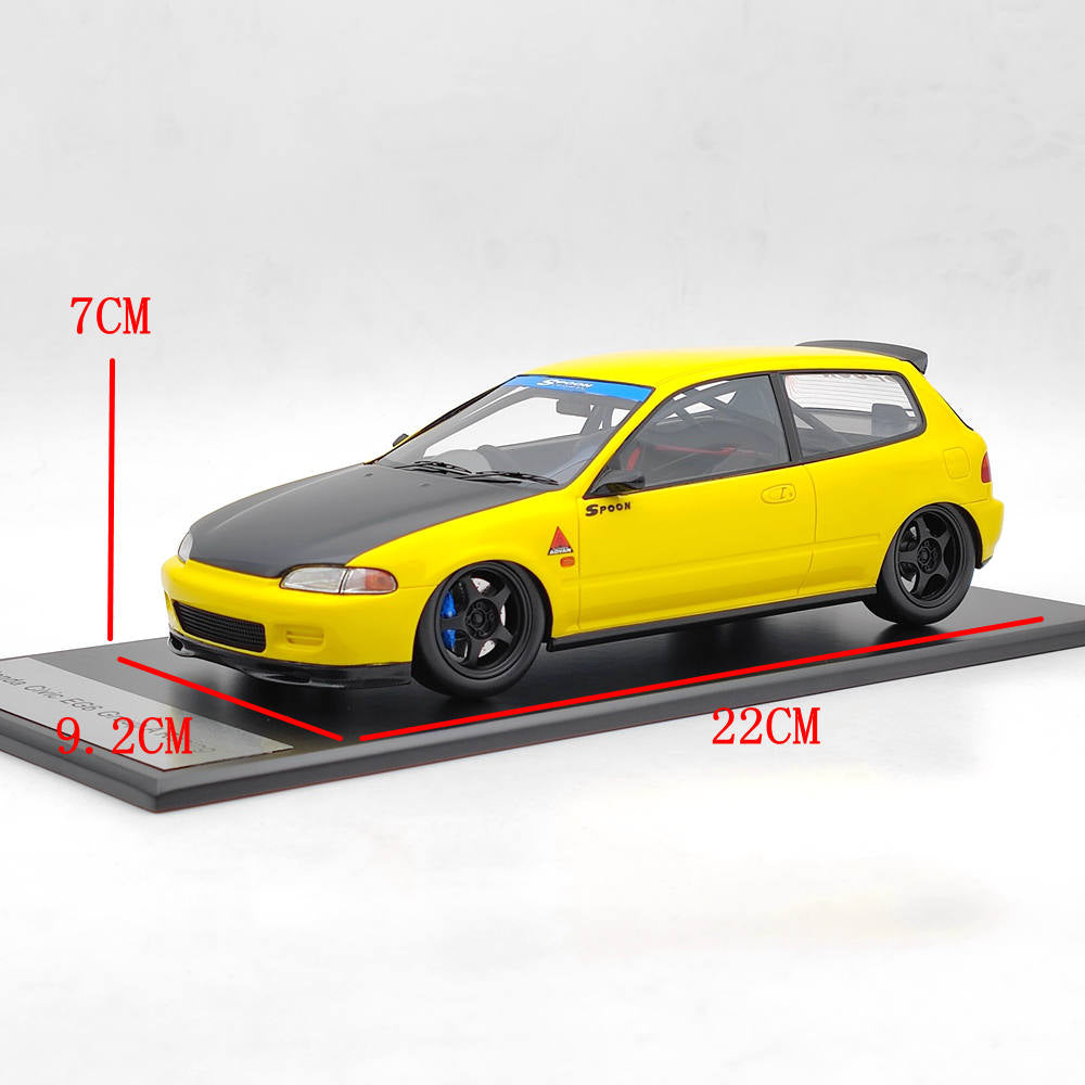Tarmac Works 1/18 Honda Civic EG6 Spoon Yellow Resin Model Car Collection Gifts
