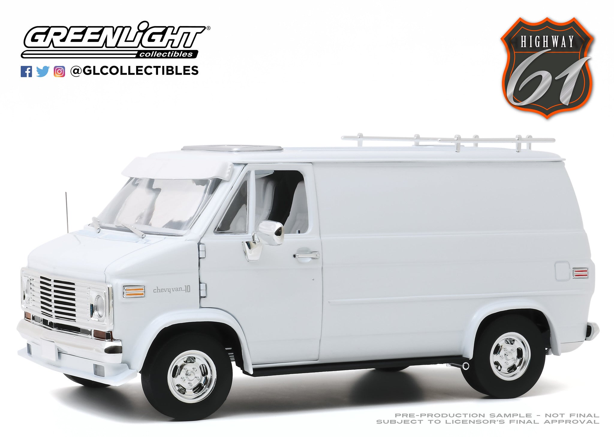 Highway 61 1:18 1976 Chevrolet G-Series Van - White HWY-18023