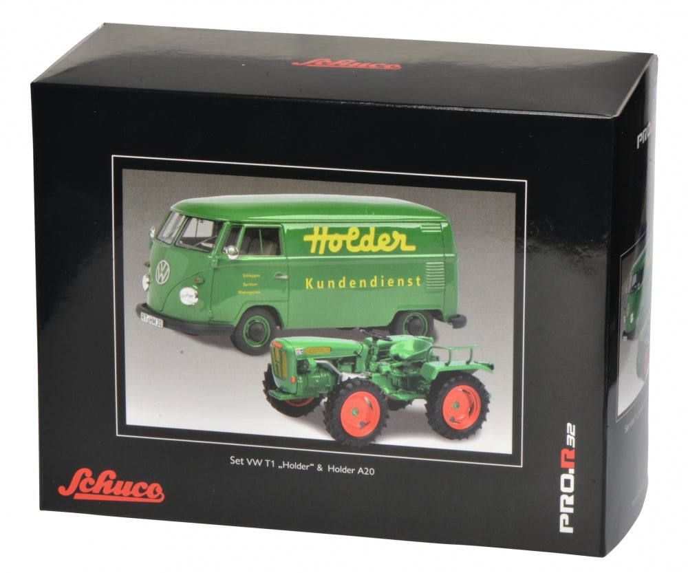 Schuco 1:32 Holder A20 Tractor with Volkwagen T1b 450894100