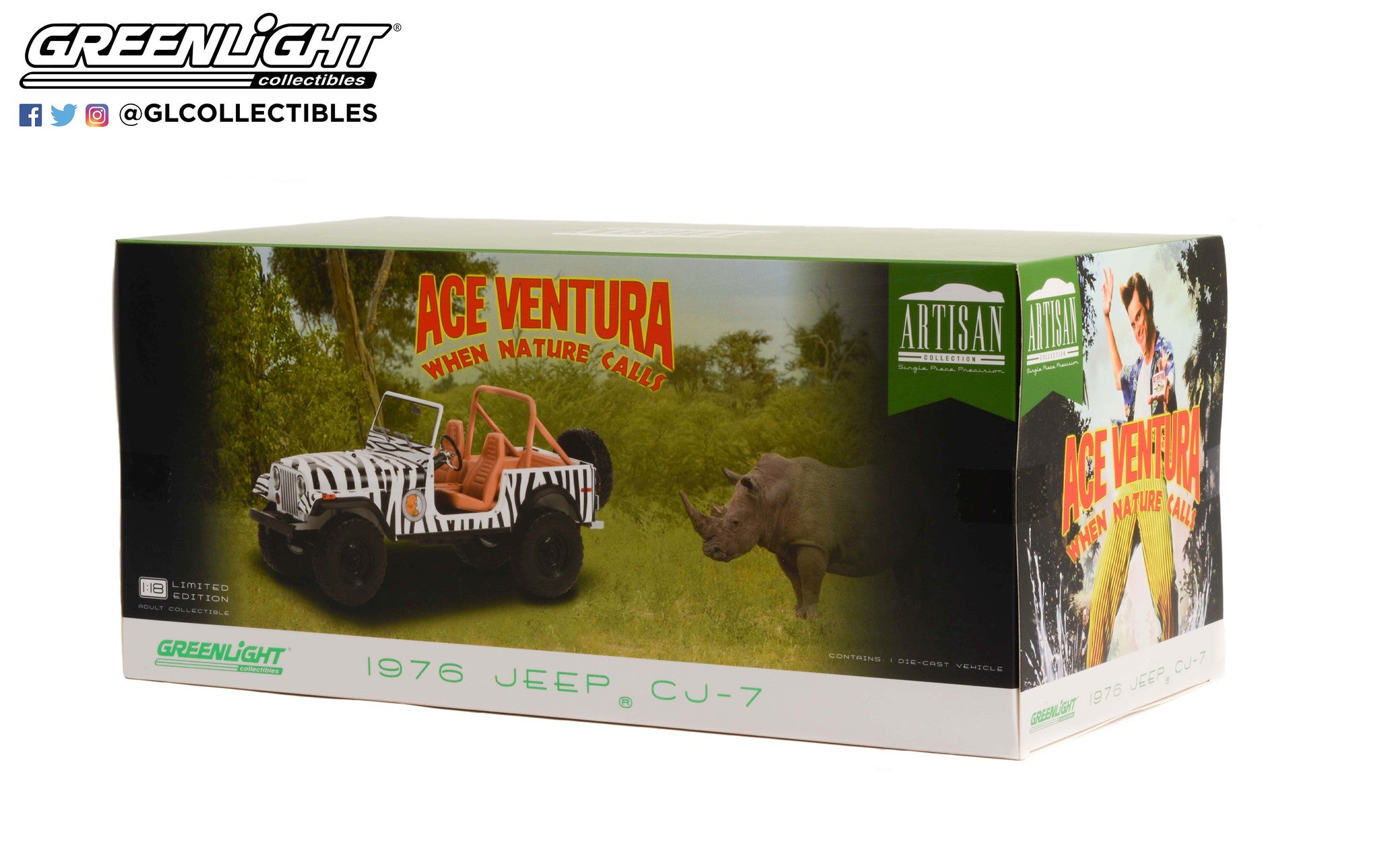 GreenLight 1:18 Artisan Collection - Ace Ventura: When Nature Calls (1995) - 1976 Jeep CJ-7 19115