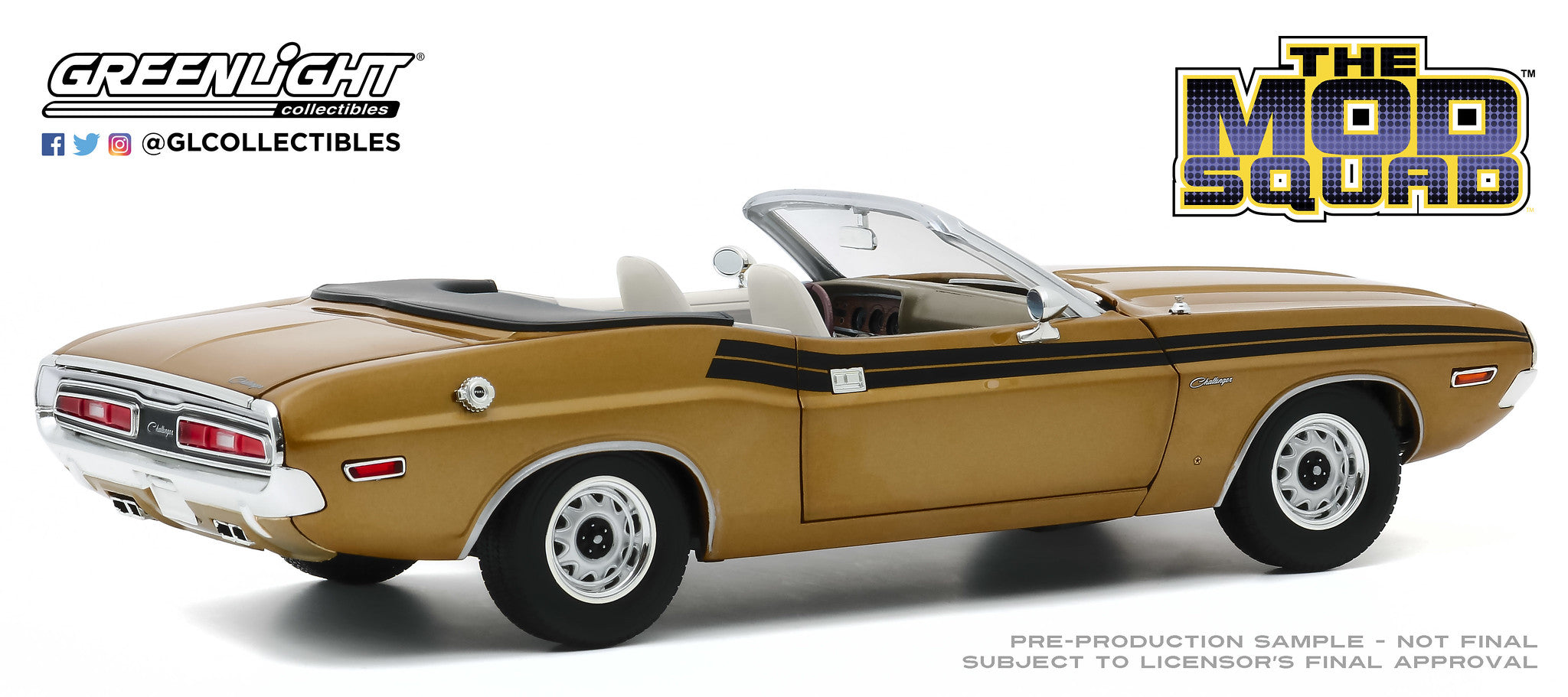 GreenLight 1:18 The Mod Squad (1968-73 TV Series) - 1971 Dodge Challenger 340 Convertible - Gold 13566
