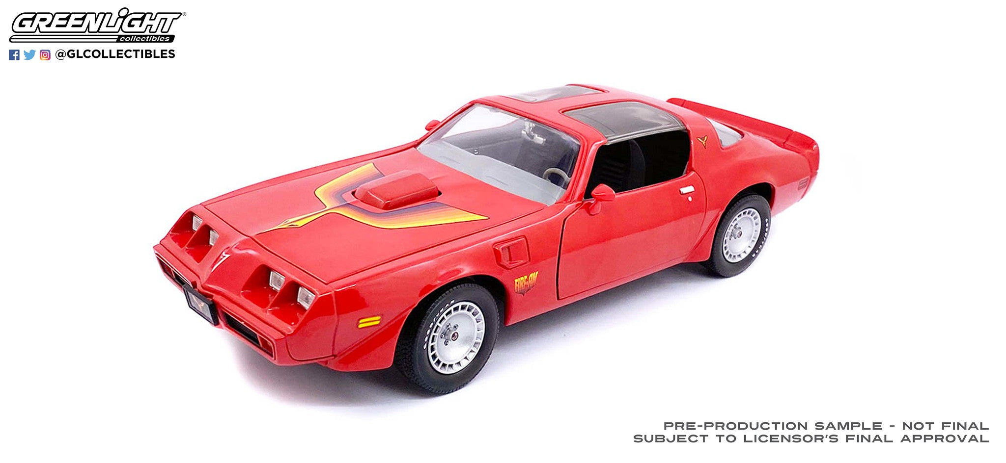 GreenLight 1:18 1979 Pontiac Firebird Fire Am by Very Special Equipment (VSE) - Red with Hood Bird 13613