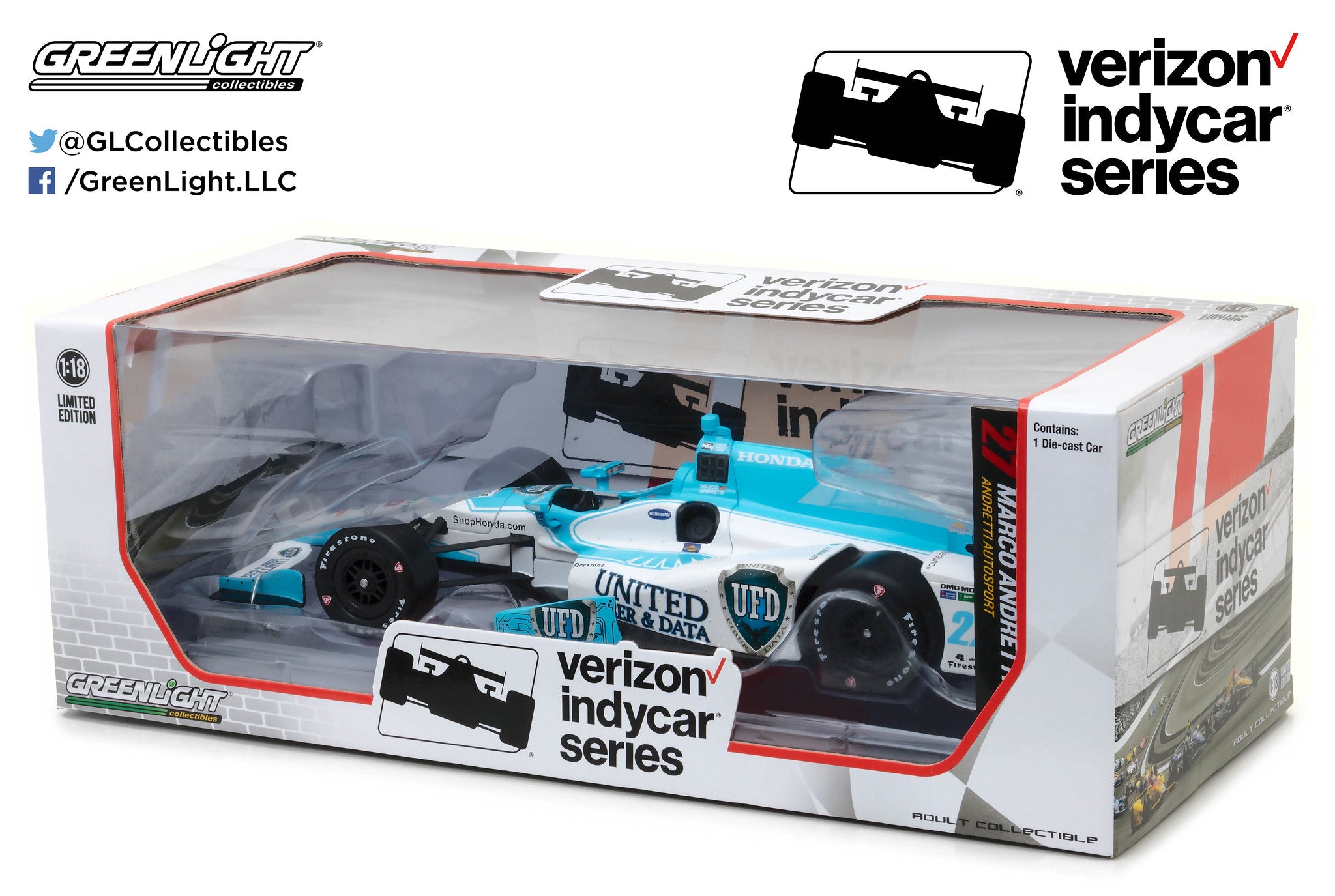 GreenLight 1:18 2017 IndyCar Series #27 Marco Andretti / Andretti Autosport, United Fiber & Data 11013