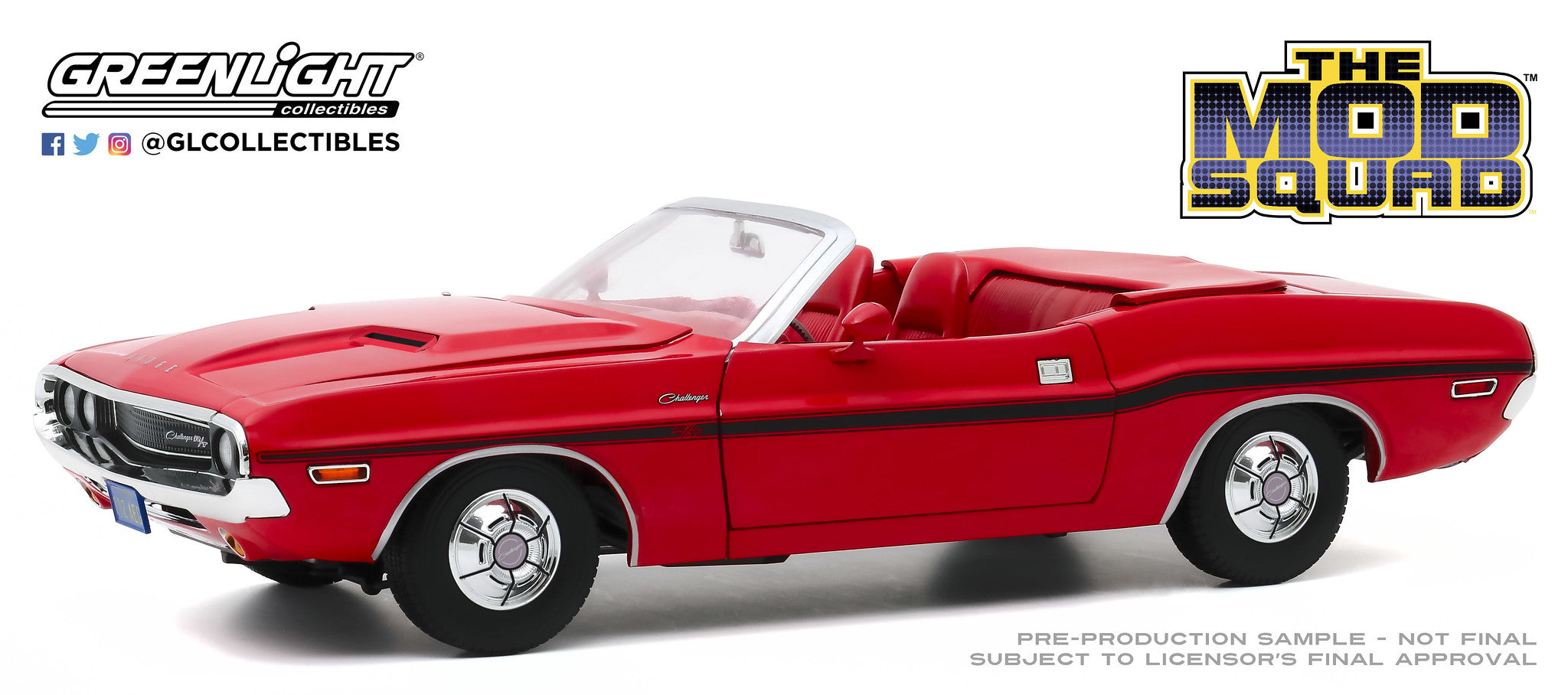 GreenLight 1:18 The Mod Squad (1968-73 TV Series) - 1970 Dodge Challenger R/T Convertible - Rallye Red 13565