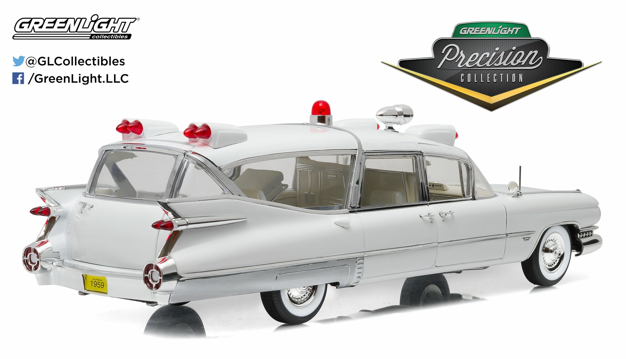 GreenLight Precision Collection 1:18 1959 Cadillac Ambulance - White PC-18004