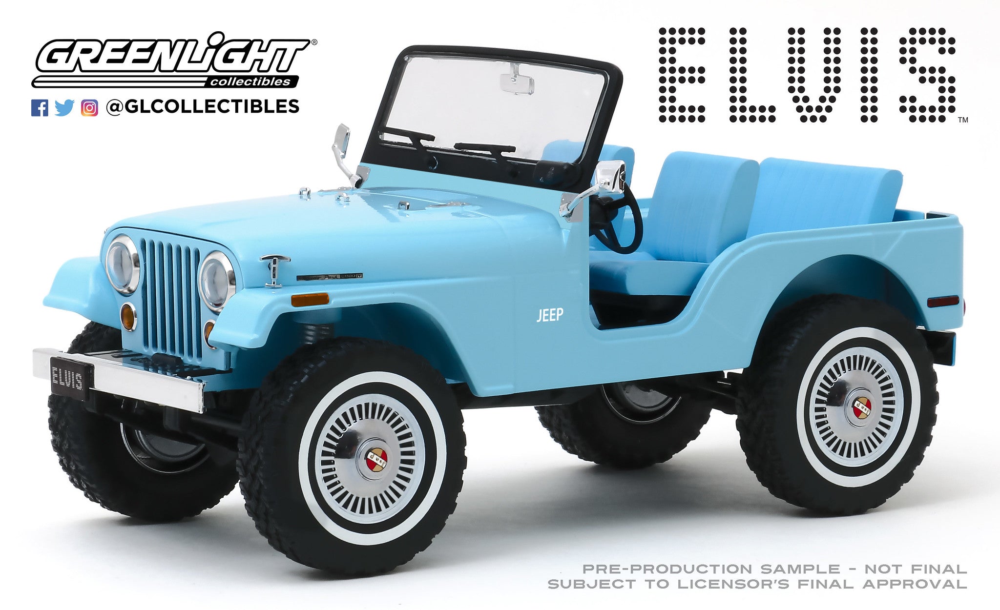 GreenLight 1:18 Artisan Collection - Elvis Presley (1935-77) - Jeep CJ-5 - Sierra Blue 19061