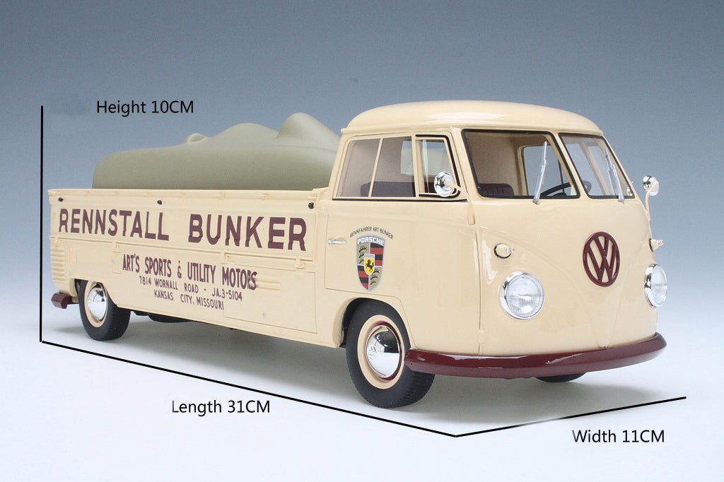 Schuco 1:18 Volkswagen VW Bulli T1 Race transporter Stable Bunker with Tarpaulin 450007500