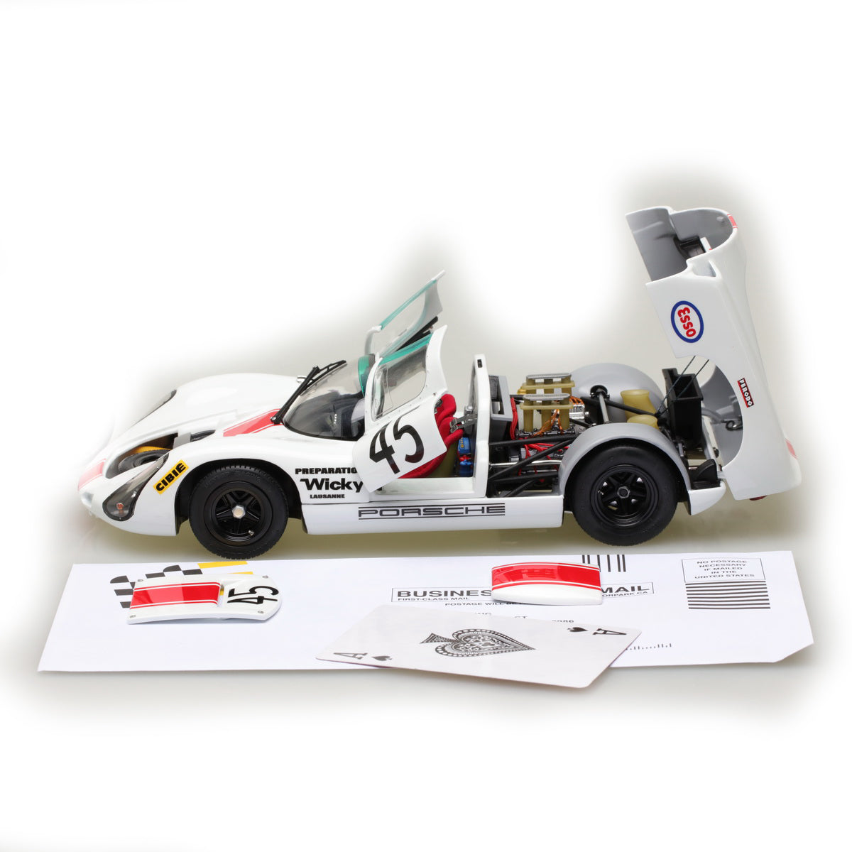 EXOTO 1:18 1968 Porsche 910 #45 Le Mans 24 Hours Jean-Pierre Hanrioud, André Wicky MTB00062B
