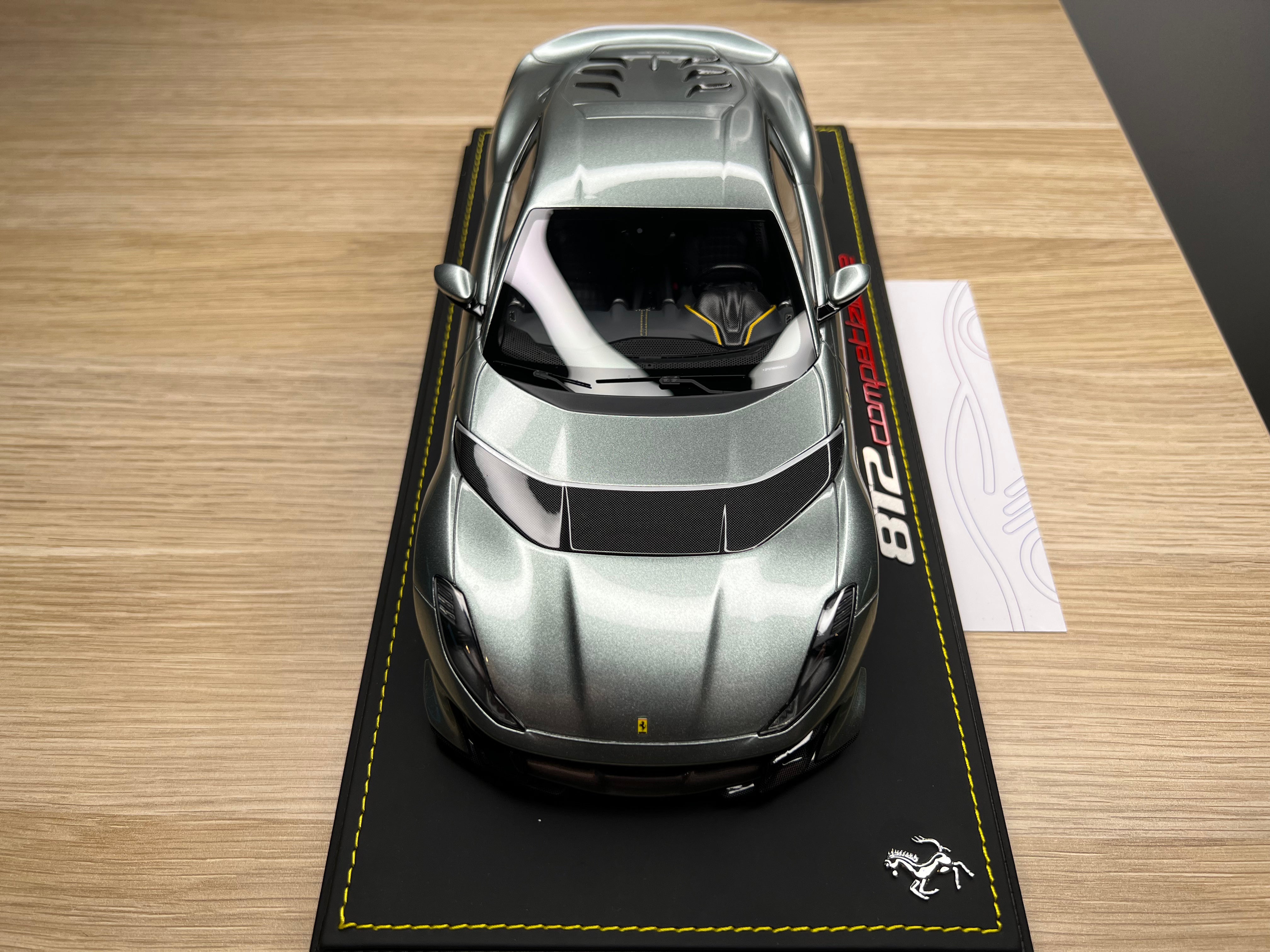 Ferrari 812 Competizione - Coburn grey with horizontal silver fly stripe - 1:18