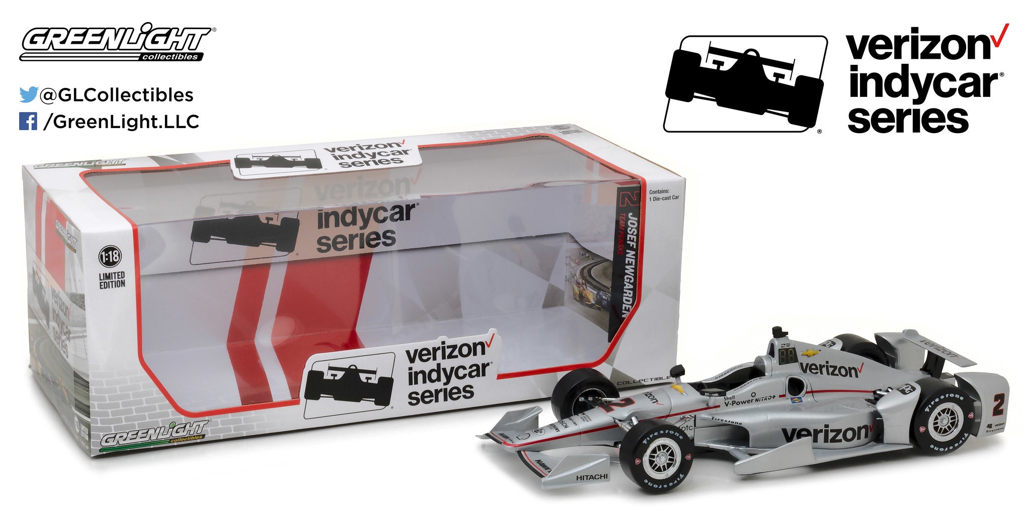 GreenLight 1:18 2017 Indycar Series #2 Josef Newgarden / Penske Racing, Verizon 11000