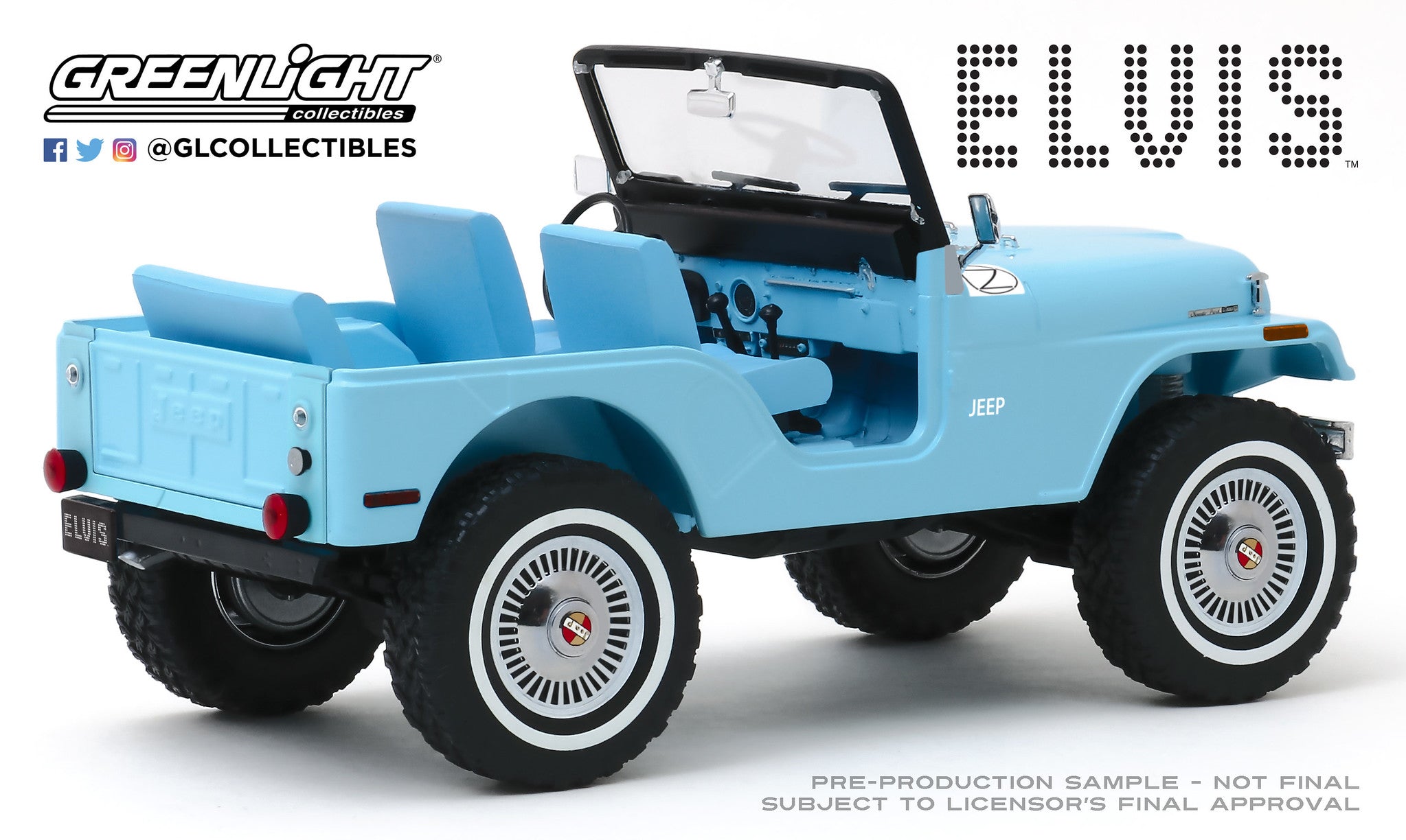 GreenLight 1:18 Artisan Collection - Elvis Presley (1935-77) - Jeep CJ-5 - Sierra Blue 19061
