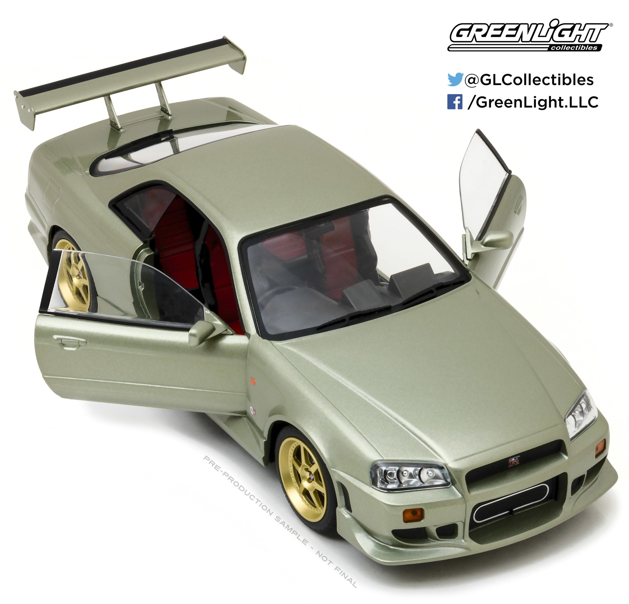 GreenLight 1:18 Artisan Collection - 1999 Nissan Skyline GT-R (R34) - Millennium Jade 19033