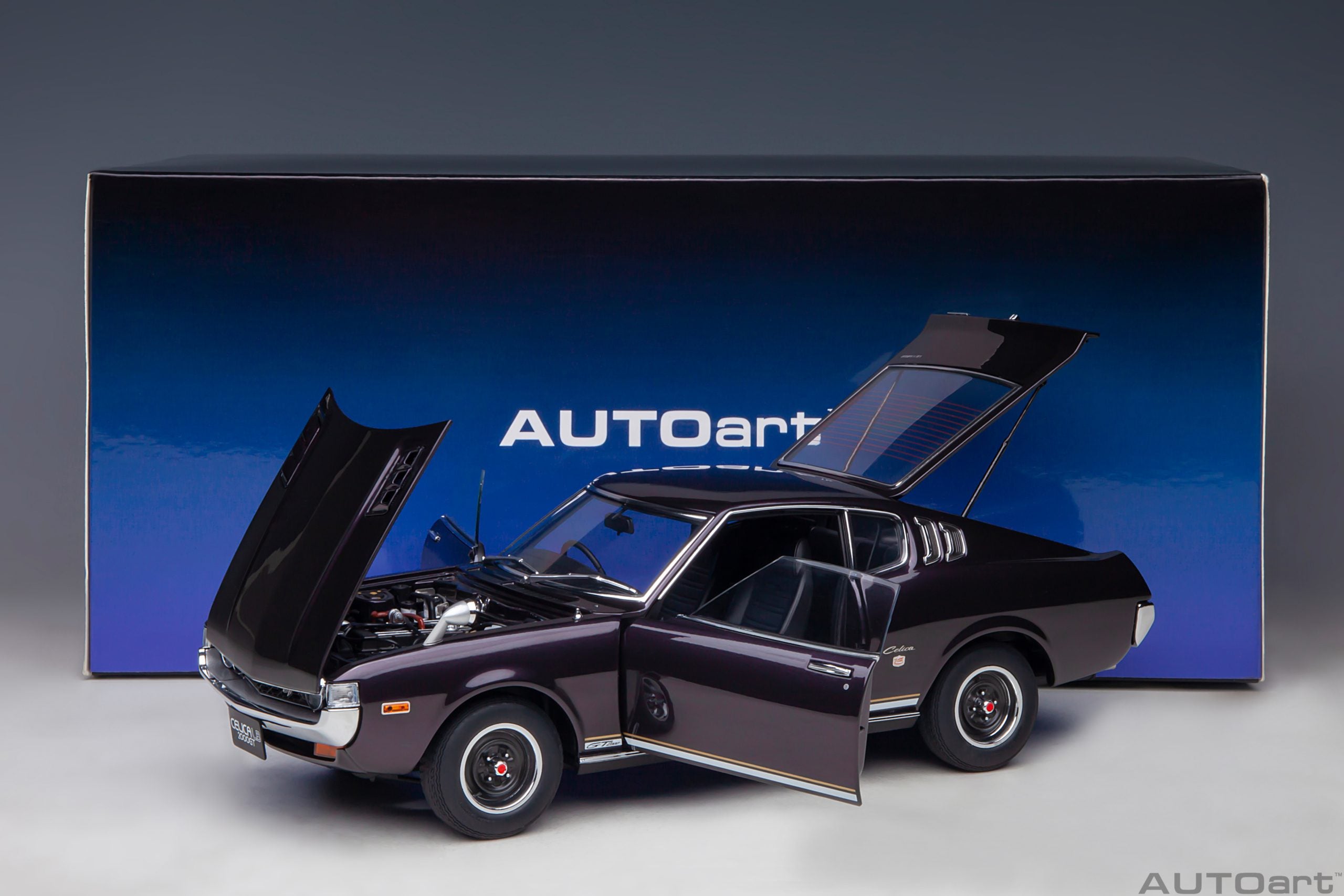 AUTOart 1:18 Toyota Celica Liftback 2000GT (RA25) 1973 (Dark Purple Metallic) 78769