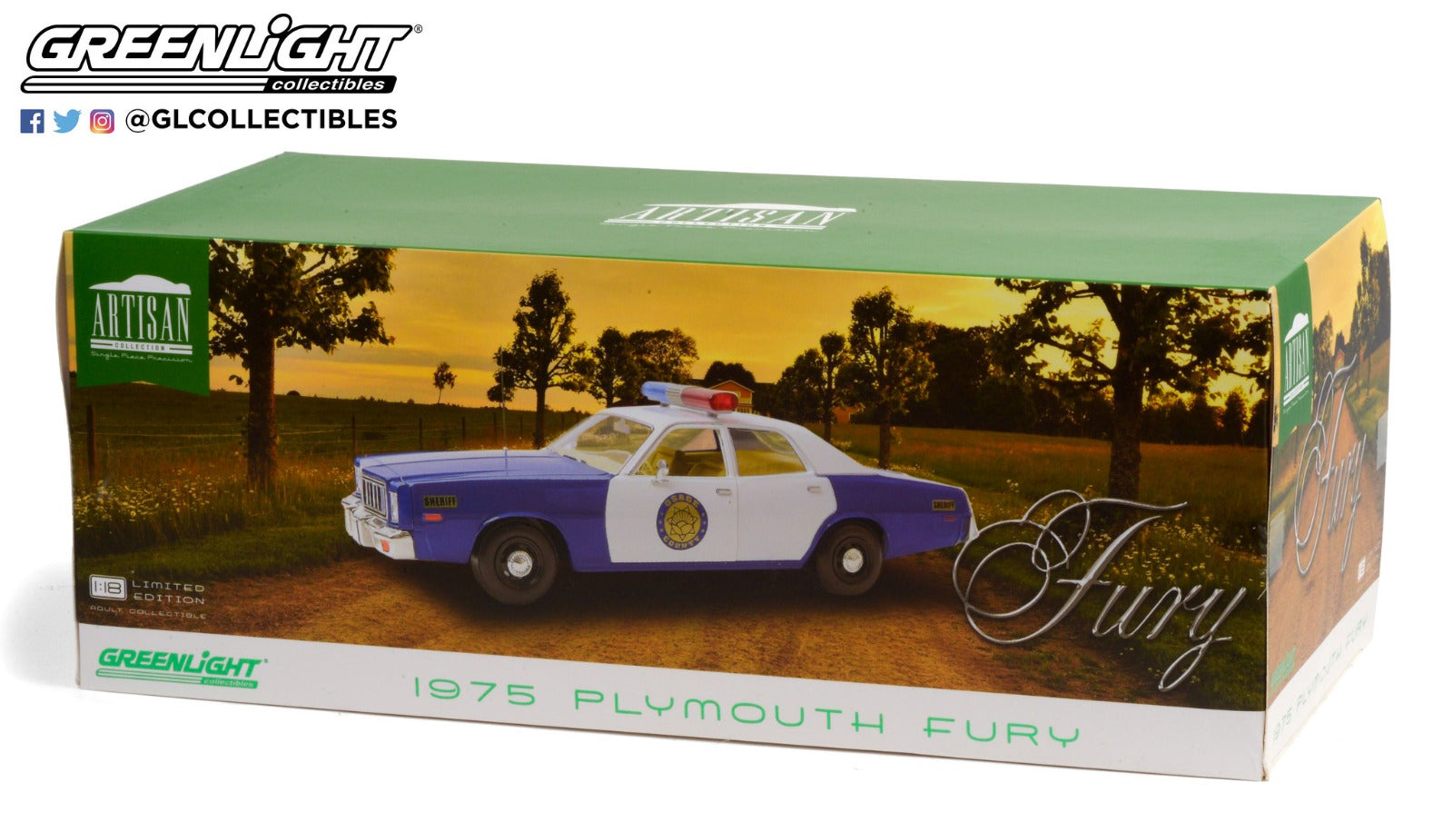 GreenLight 1:18 Artisan Collection - 1975 Plymouth Fury - Osage County Sheriff 19096