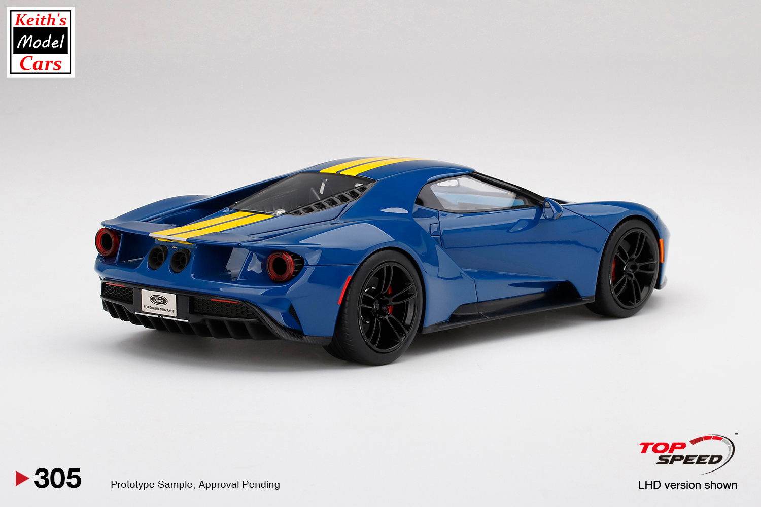 [1/18 Scale] Ford GT in Sunoco Blue with Yellow Stripes, by TopSpeed-Models