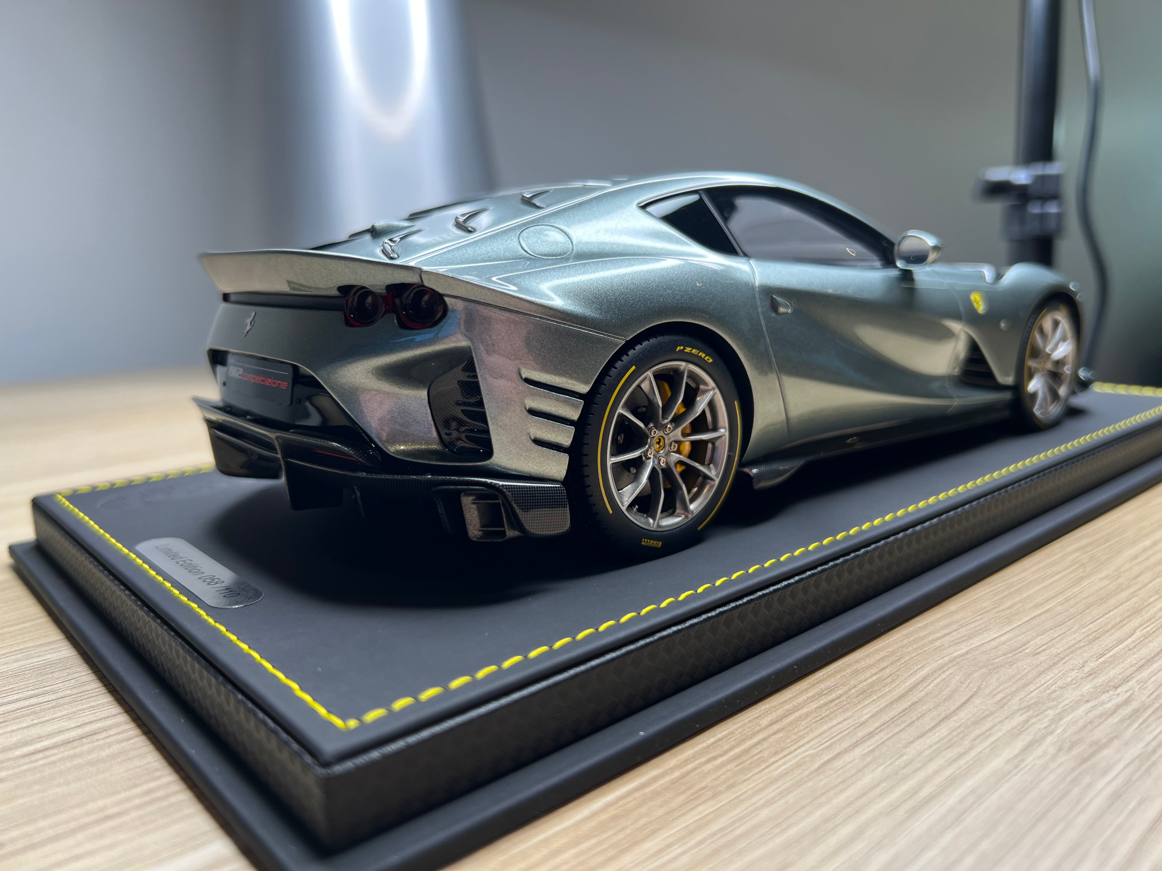 Ferrari 812 Competizione - Coburn grey with horizontal silver fly stripe - 1:18