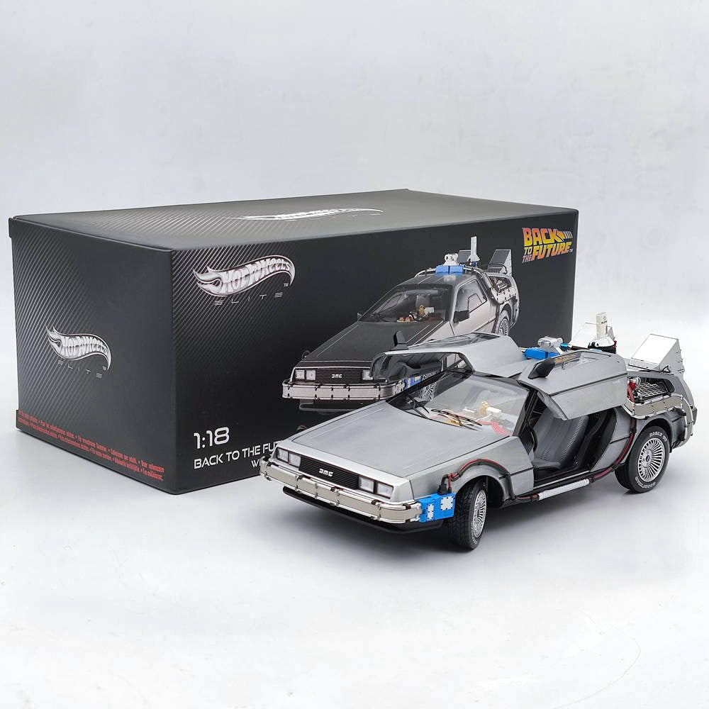 Hot Wheels 1/18 Elite Back To The Future Time Machine BCJ97 Diecast Model Car Collection Auto Gift