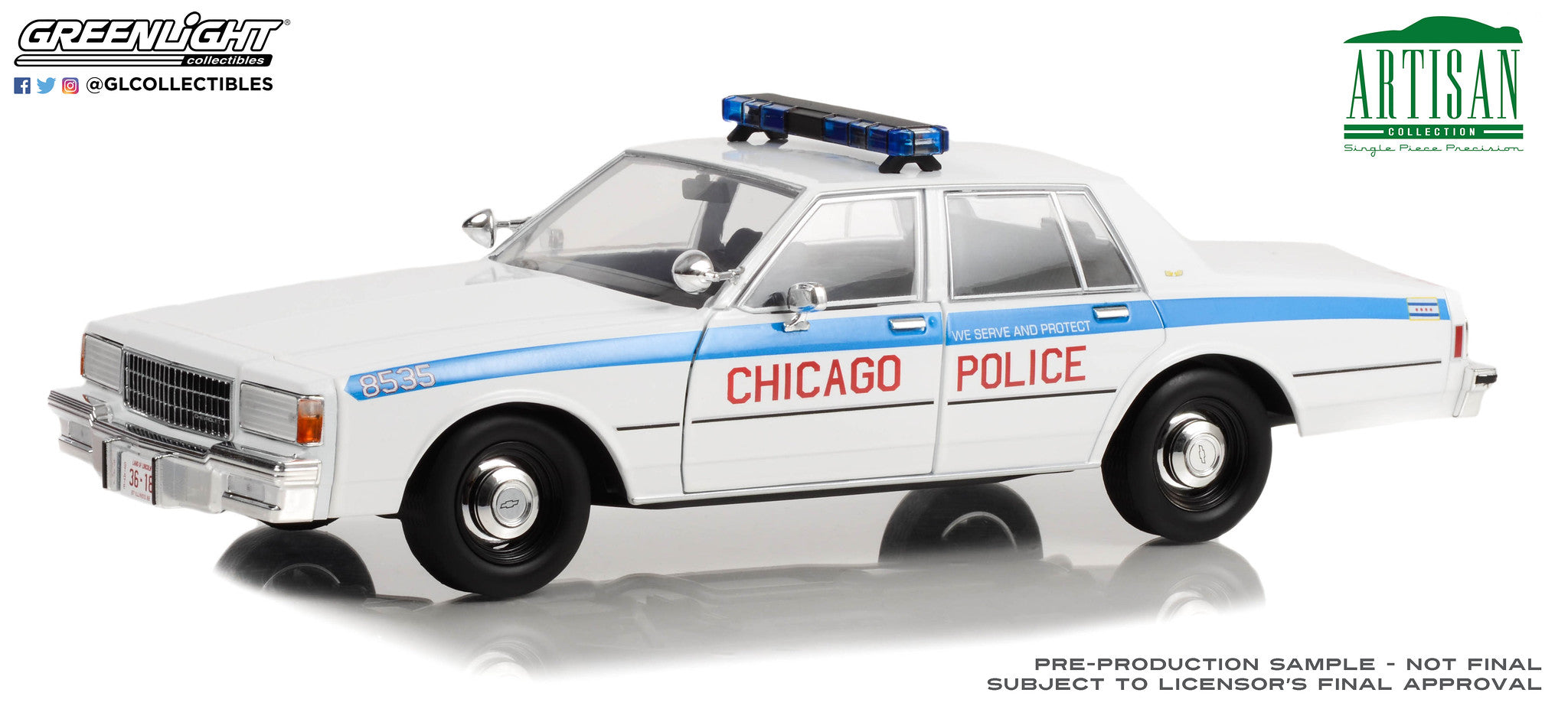 GreenLight 1:18 Artisan Collection - 1989 Chevrolet Caprice - City of Chicago Police Department 19128