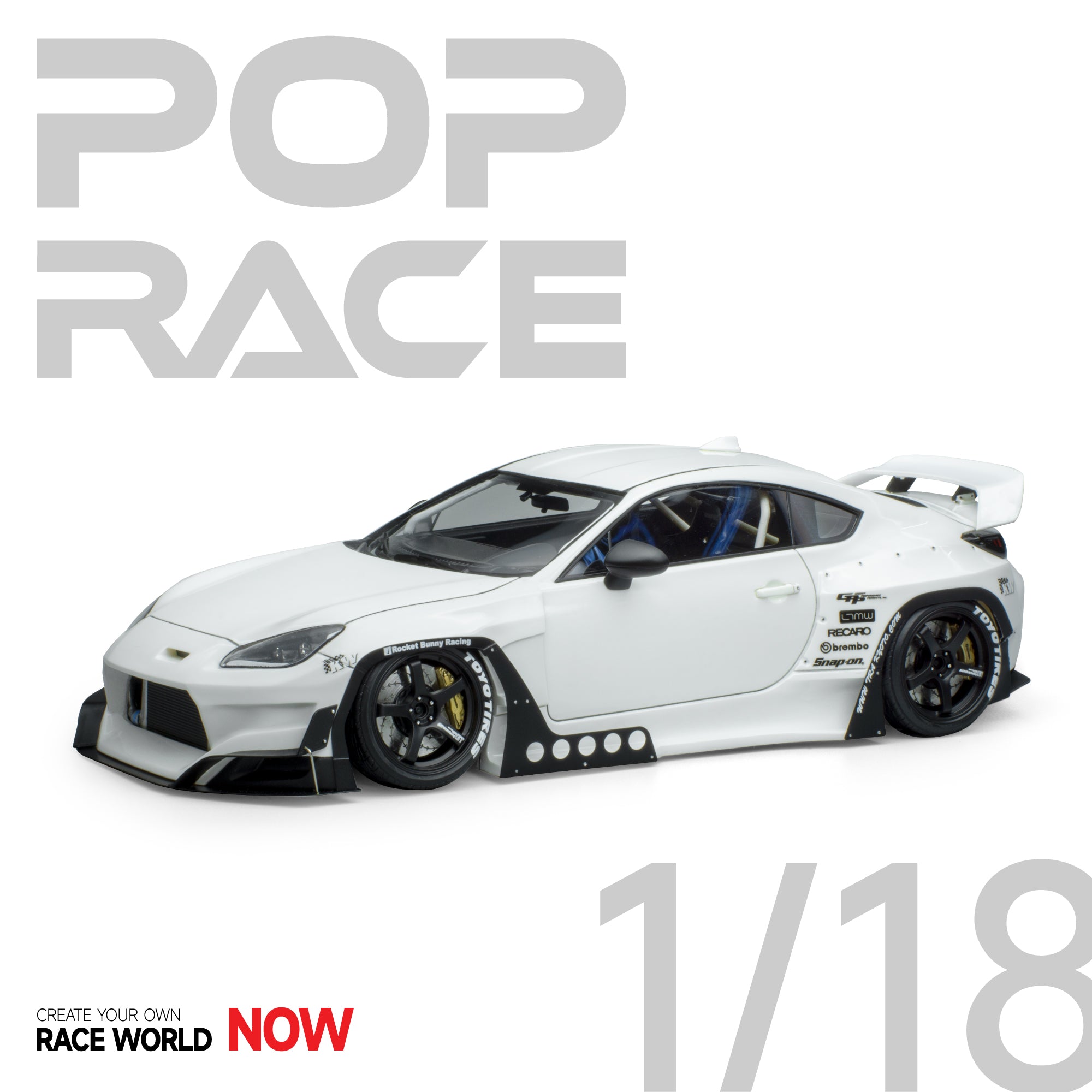 *PREORDER* Pop Race 1/18 Toyota GR 86 PANDEM Rocket Bunny in White