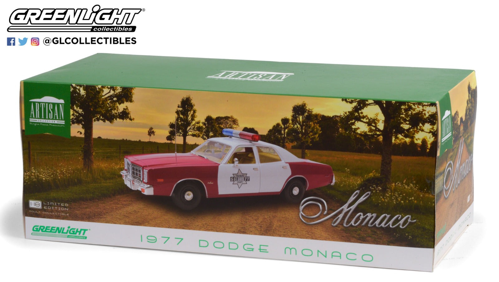 GreenLight 1:18 Artisan Collection - 1977 Dodge Monaco - Finchburg County Sheriff 19097