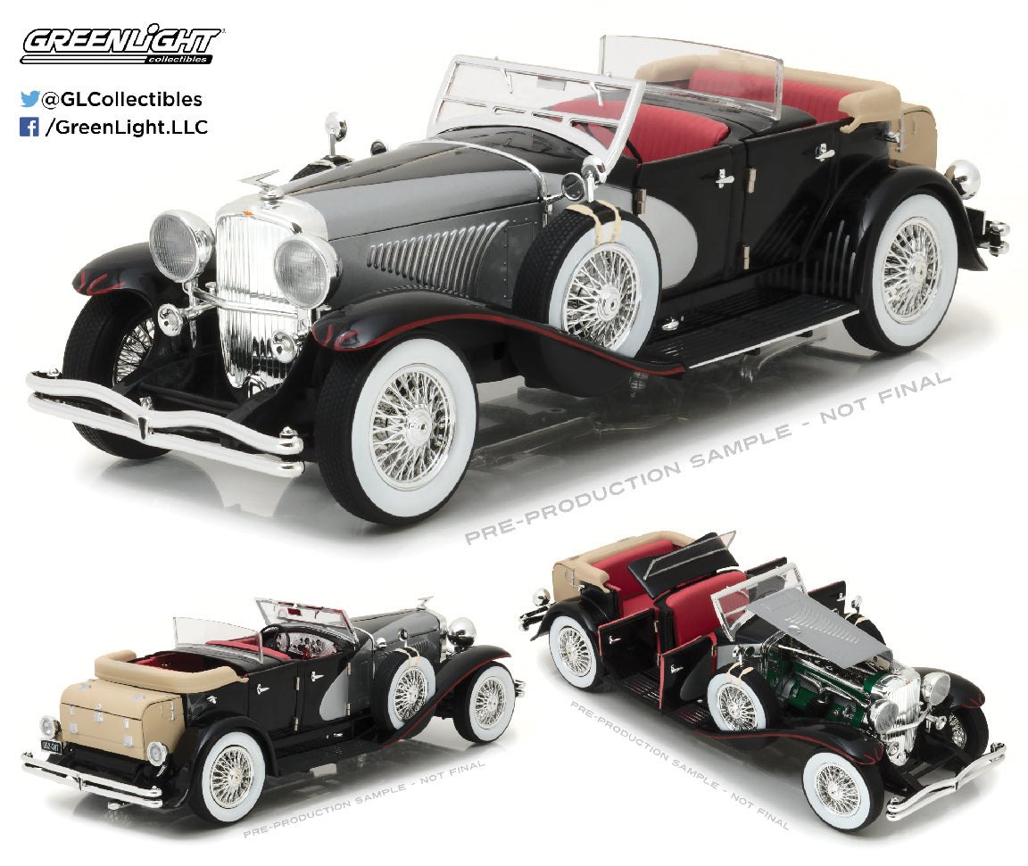GreenLight 1:18 Duesenberg II SJ - Silver and Black 13504