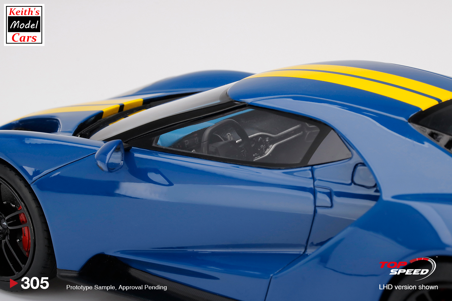 [1/18 Scale] Ford GT in Sunoco Blue with Yellow Stripes, by TopSpeed-Models