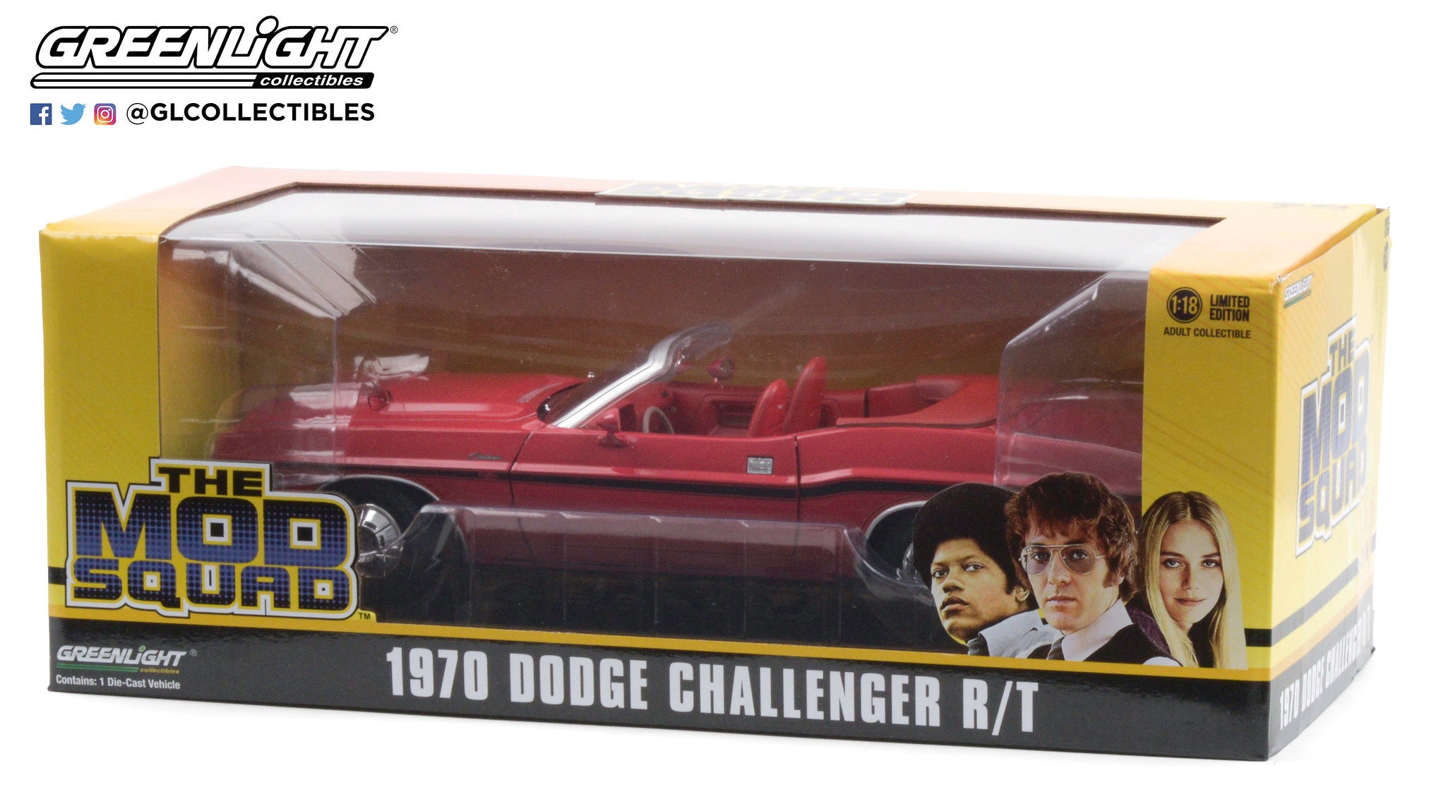 GreenLight 1:18 The Mod Squad (1968-73 TV Series) - 1970 Dodge Challenger R/T Convertible - Rallye Red 13565