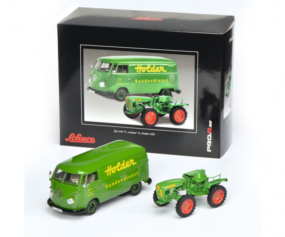 Schuco 1:32 Holder A20 Tractor with Volkwagen T1b 450894100