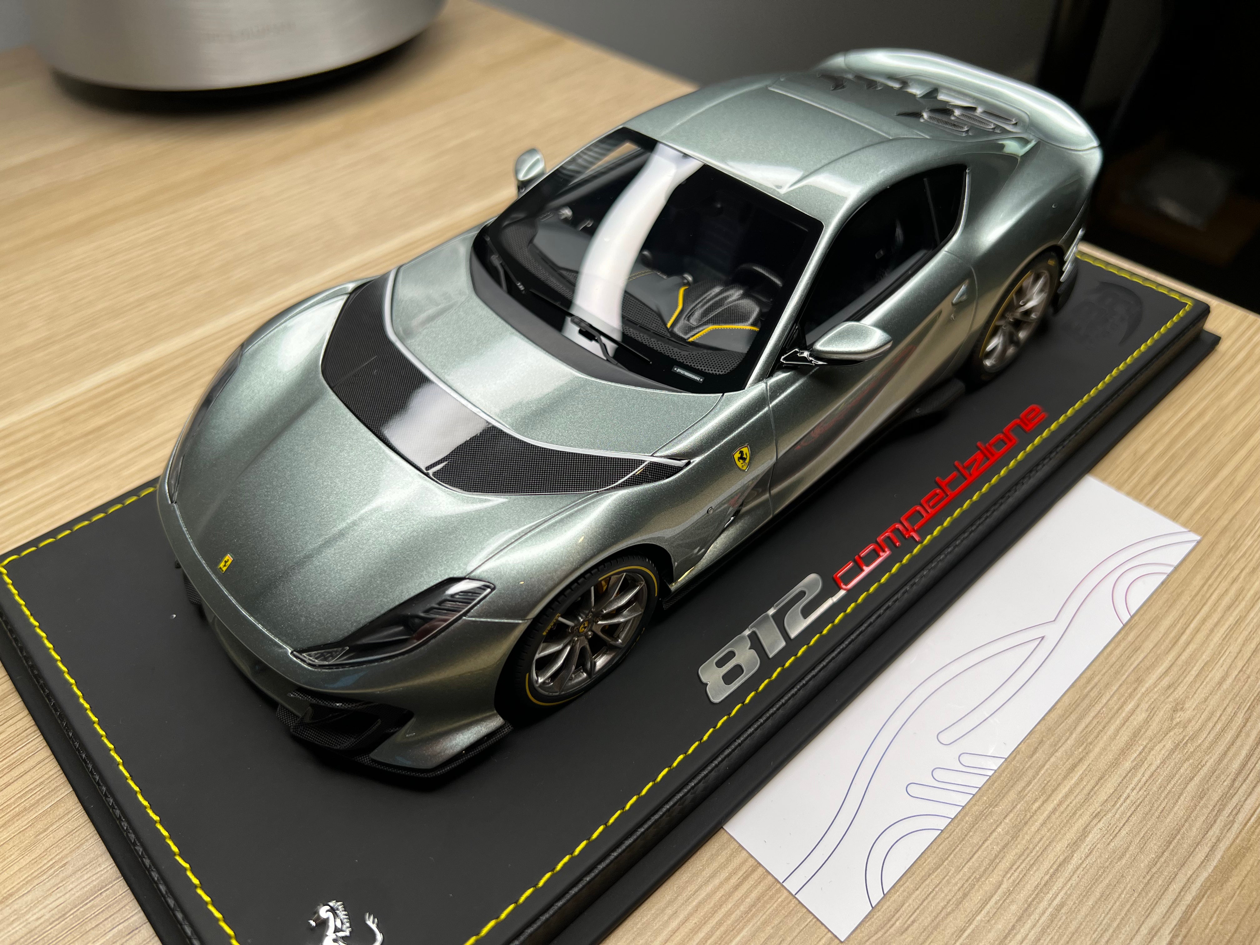 Ferrari 812 Competizione - Coburn grey with horizontal silver fly stripe - 1:18