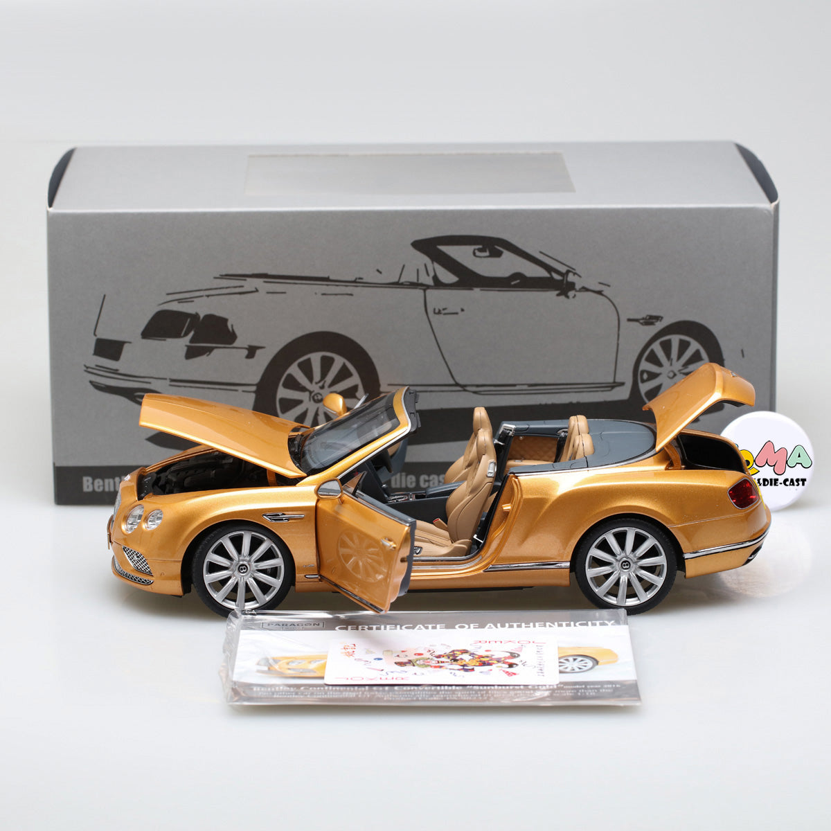 Paragon 1:18 2016 Bentley Continental GT Convertible Gold PA-98232
