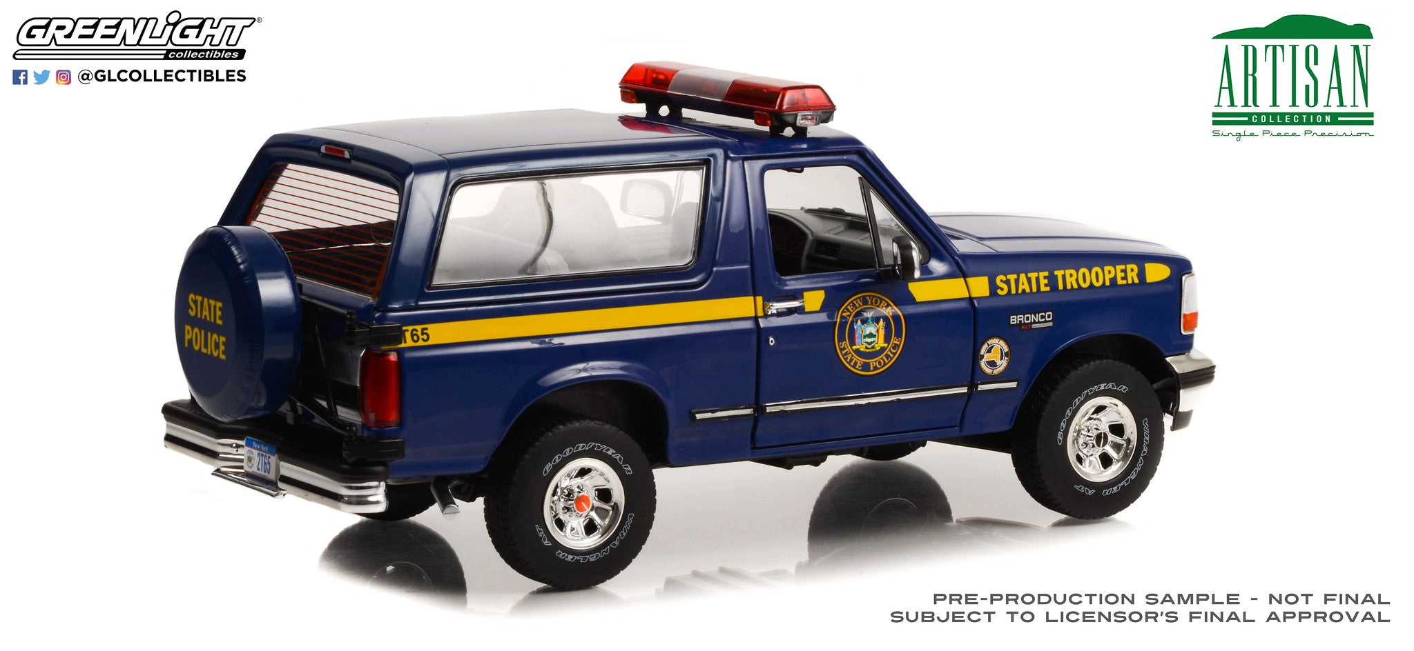 GreenLight 1:18 Artisan Collection - 1996 Ford Bronco XLT - New York State Police 19121