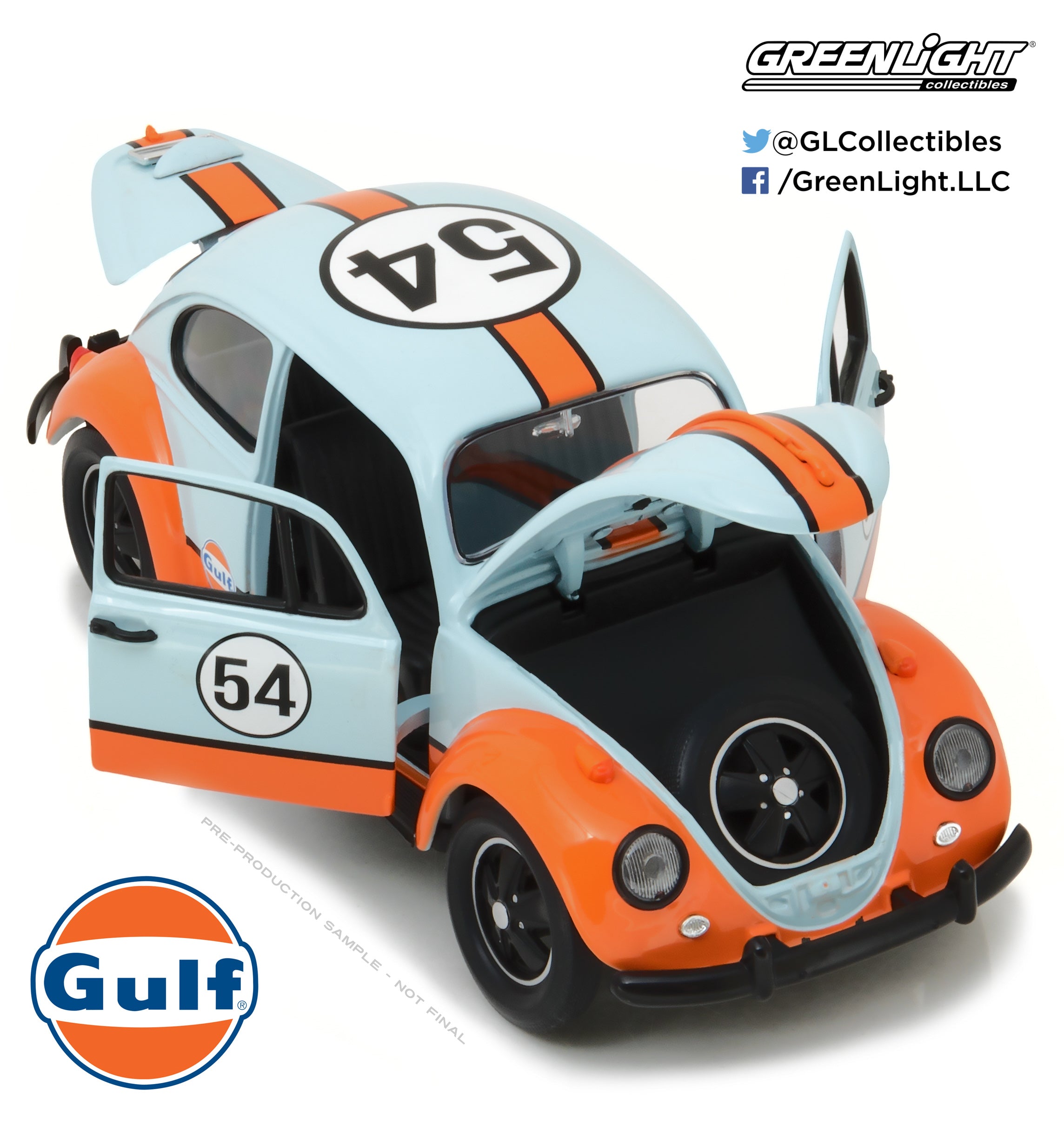 GreenLight 1:18 Volkswagen Beetle Gulf Oil Racer #54 12994