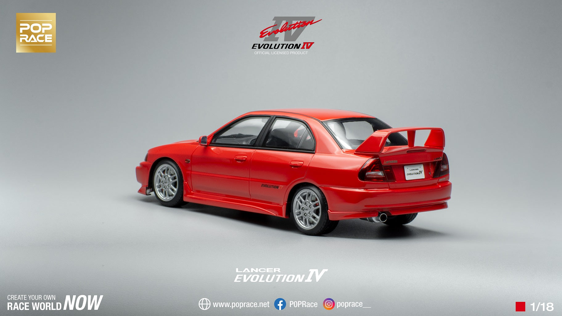 *PREORDER* Pop Race 1/18 Mitsubishi Lancer EVO IV in Red