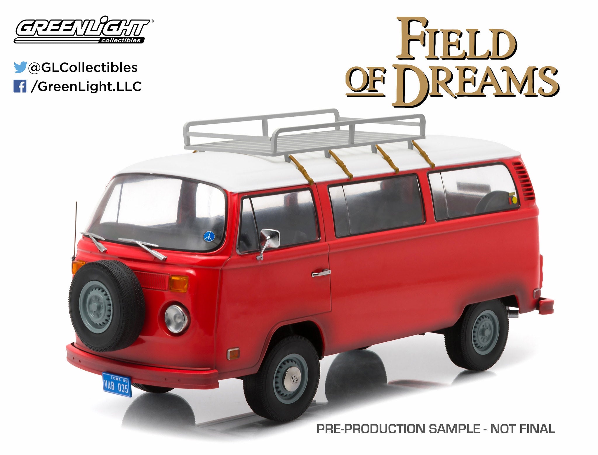 GreenLight 1:18 Artisan Collection - Field of Dreams (1989) - 1973 Volkswagen Type 2 (T2B) Bus 19010